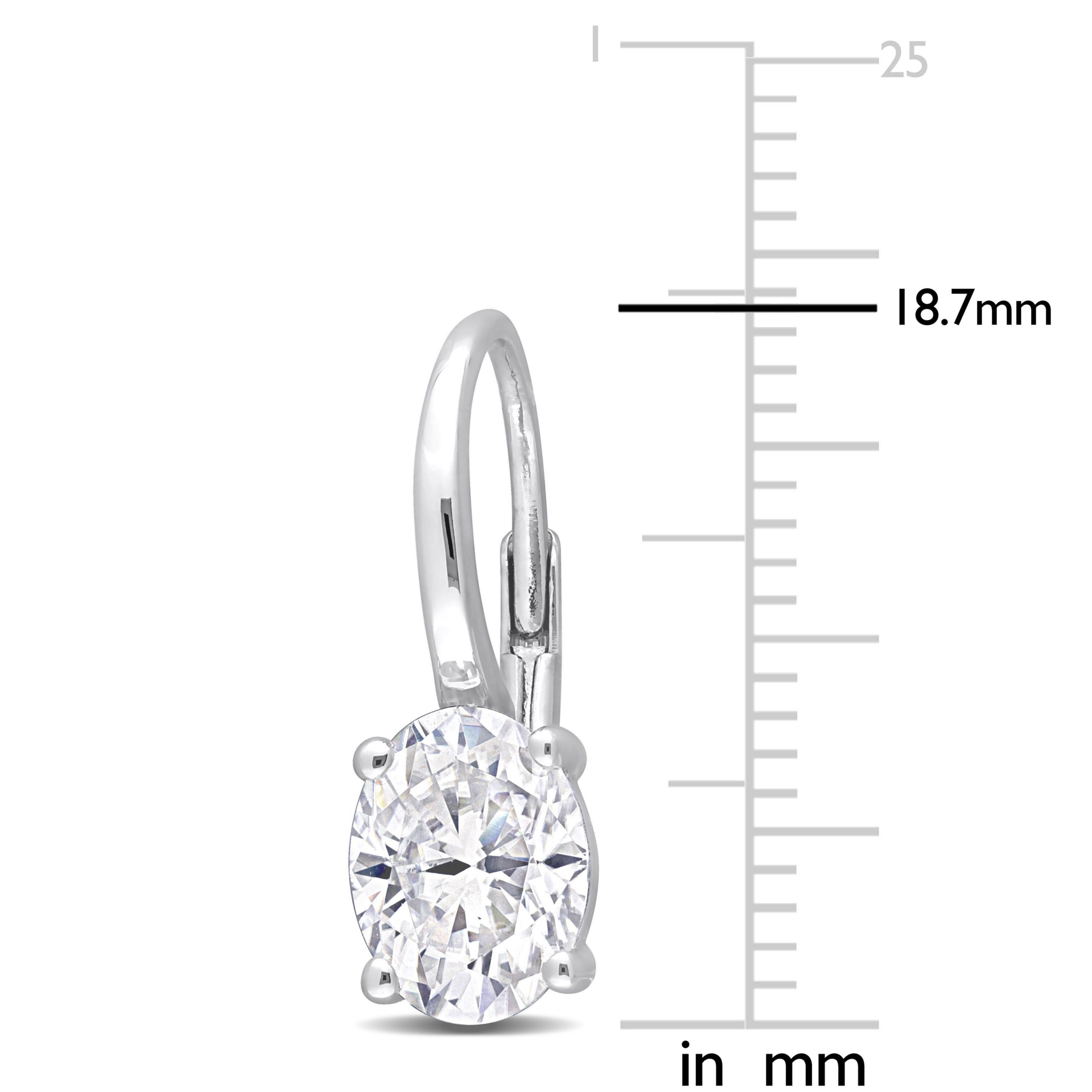 Lab Created Created White Moissanite LeverBack Earrings in Sterling Silver