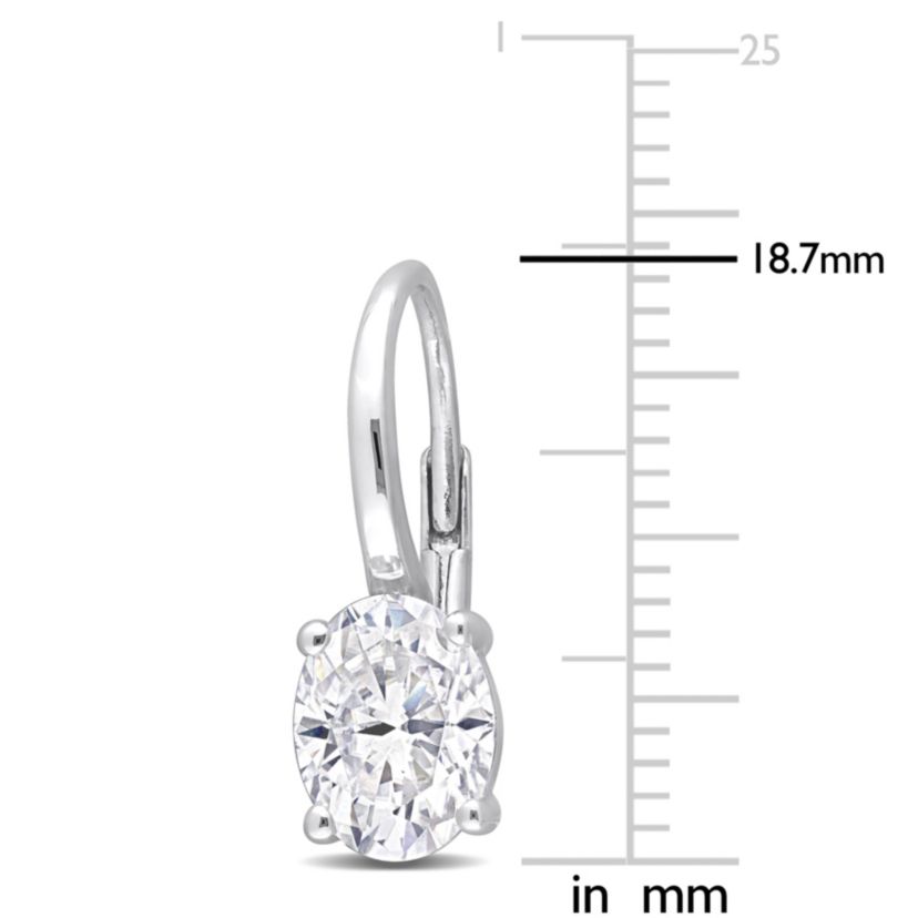 Lab Created Created White Moissanite LeverBack Earrings in Sterling Silver
