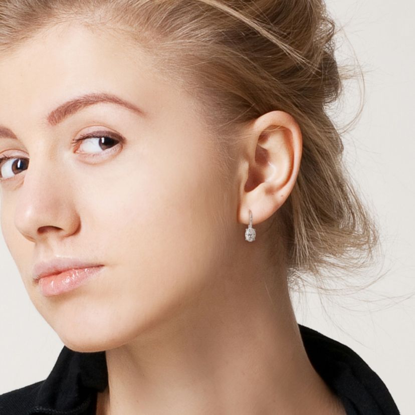 Lab Created Created White Moissanite LeverBack Earrings in Sterling Silver