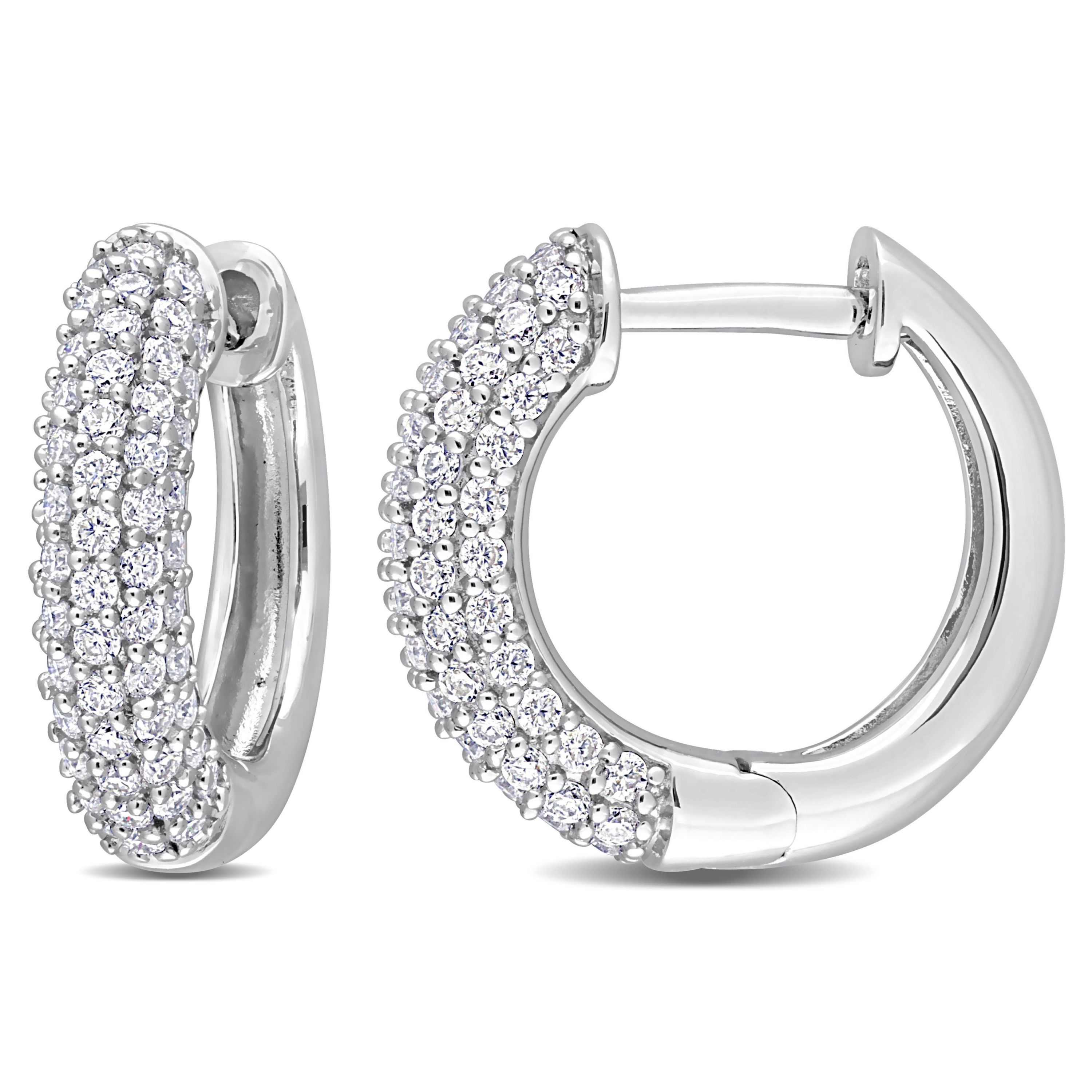 Lab Created Created White Moissanite LeverBack Earrings in Sterling Silver