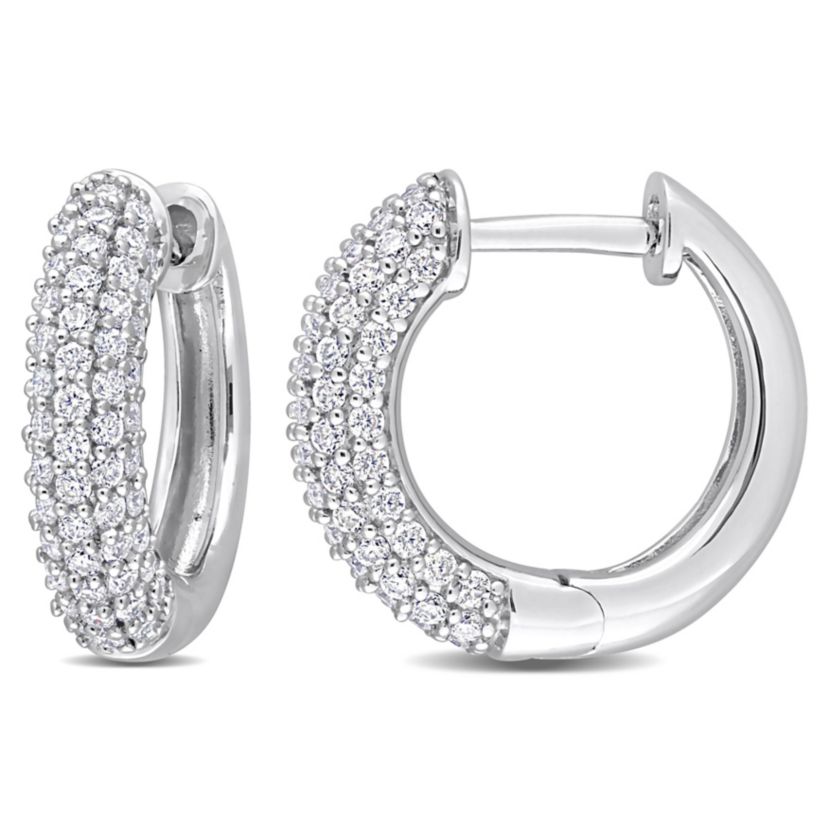 Lab Created Created White Moissanite LeverBack Earrings in Sterling Silver