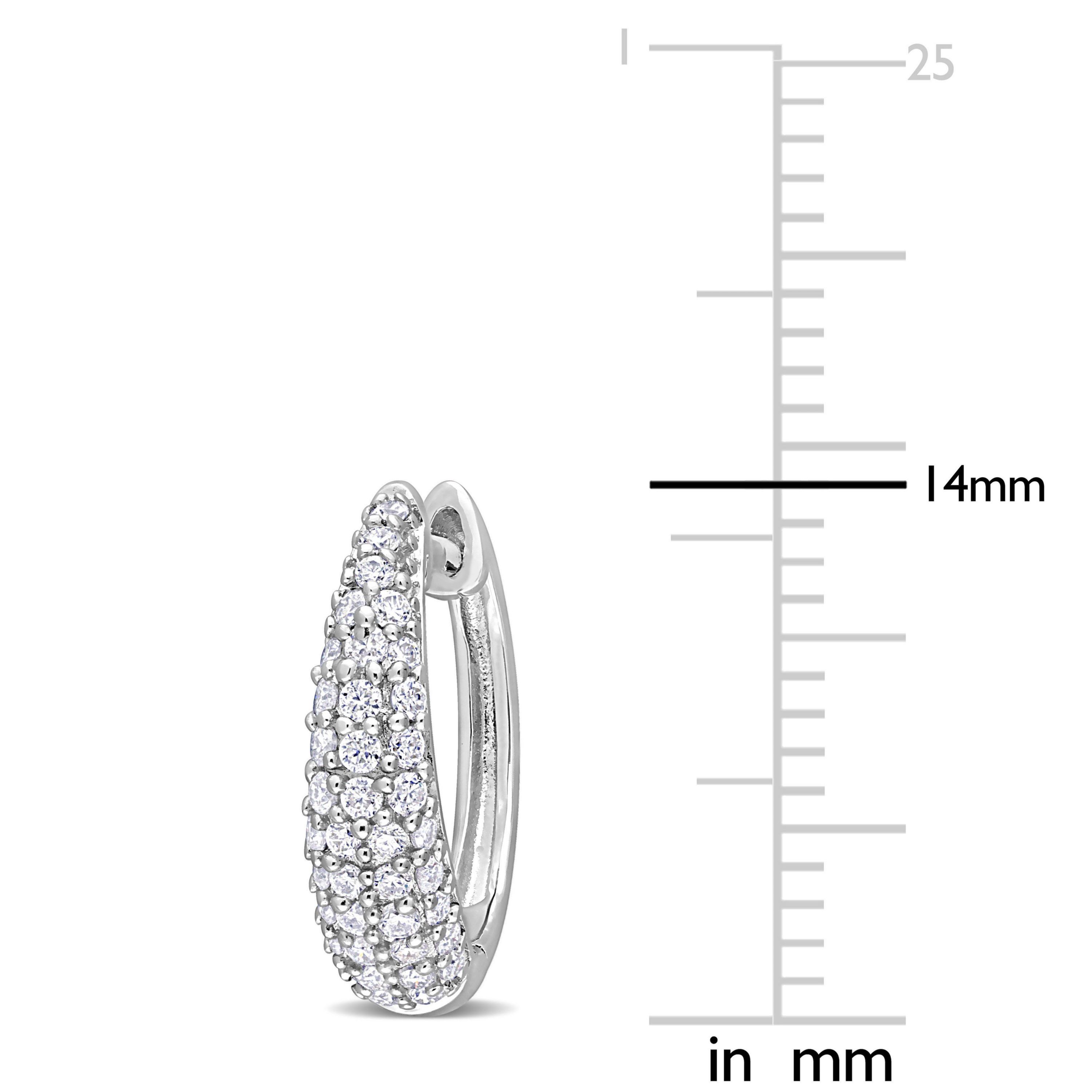 Lab Created Created White Moissanite Hoop Earrings in Sterling Silver