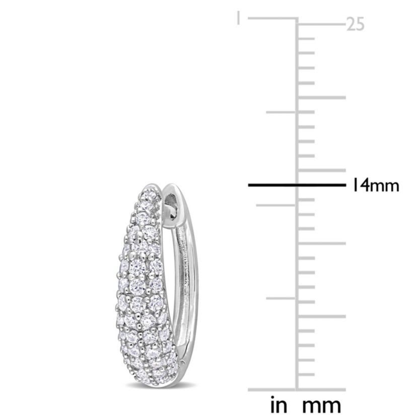 Lab Created Created White Moissanite Hoop Earrings in Sterling Silver