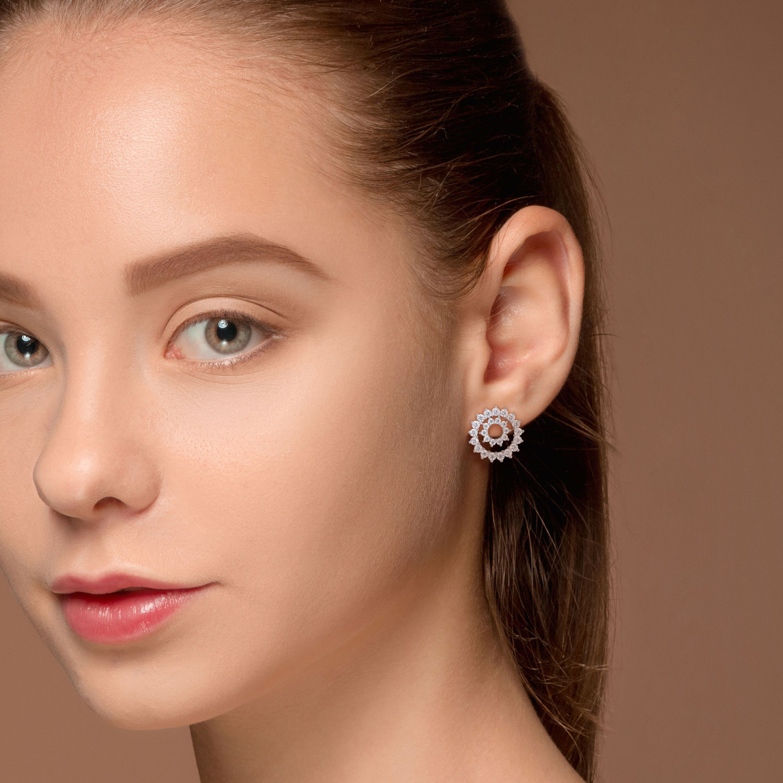 Lab Created Created White Moissanite Stud Earrings in Sterling Silver