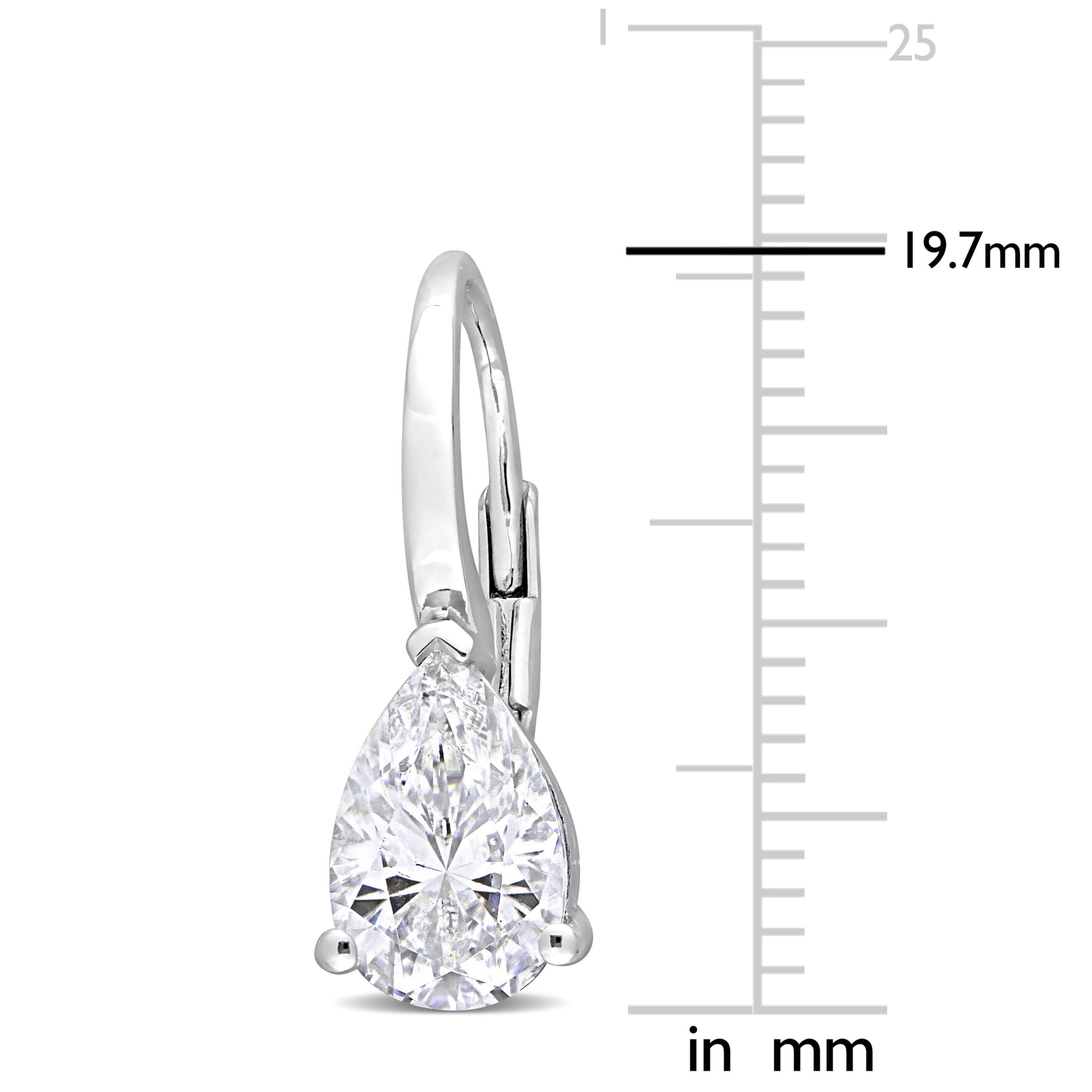 Lab Created Created White Moissanite Teardrop Earrings in Sterling Silver