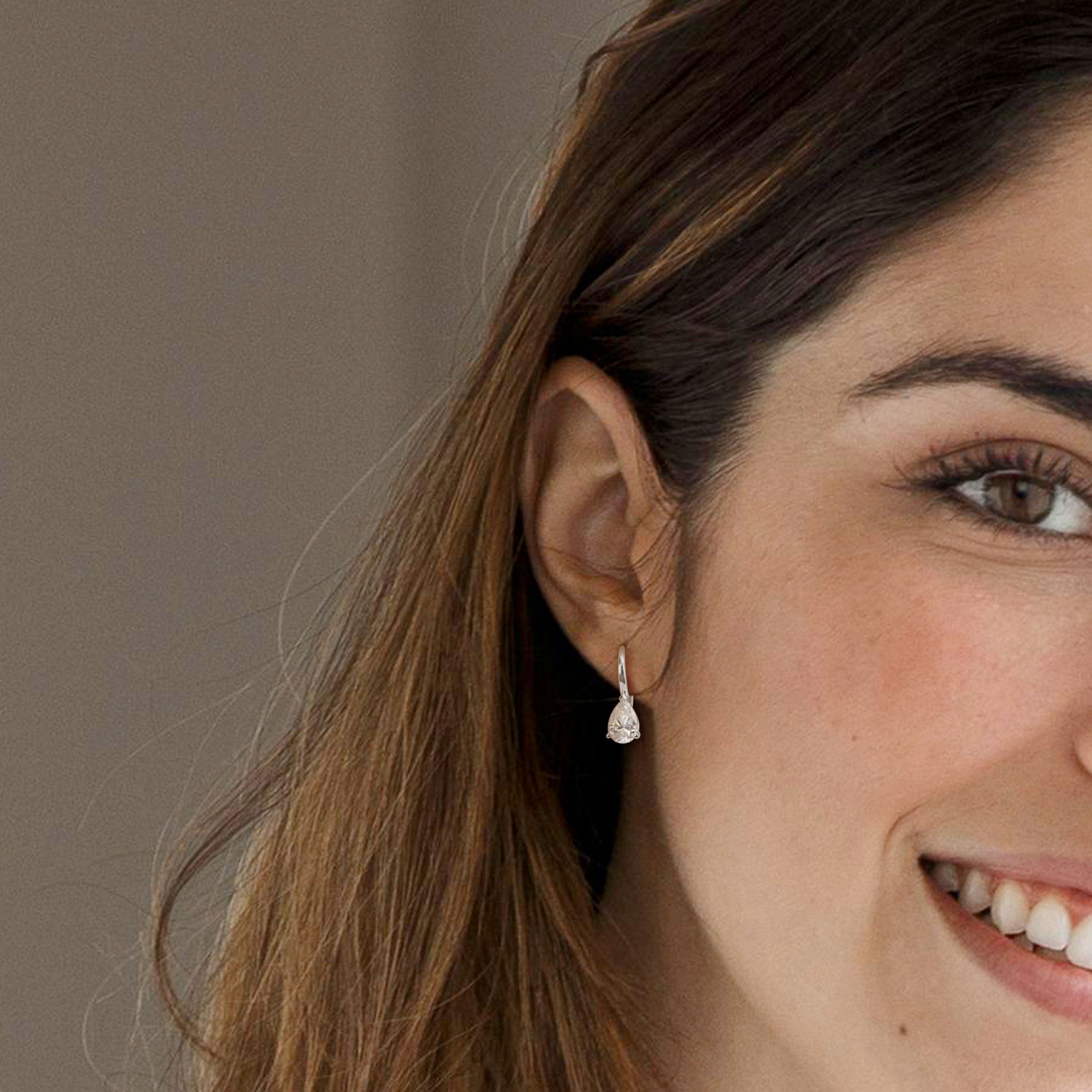 Lab Created Created White Moissanite Teardrop Earrings in Sterling Silver