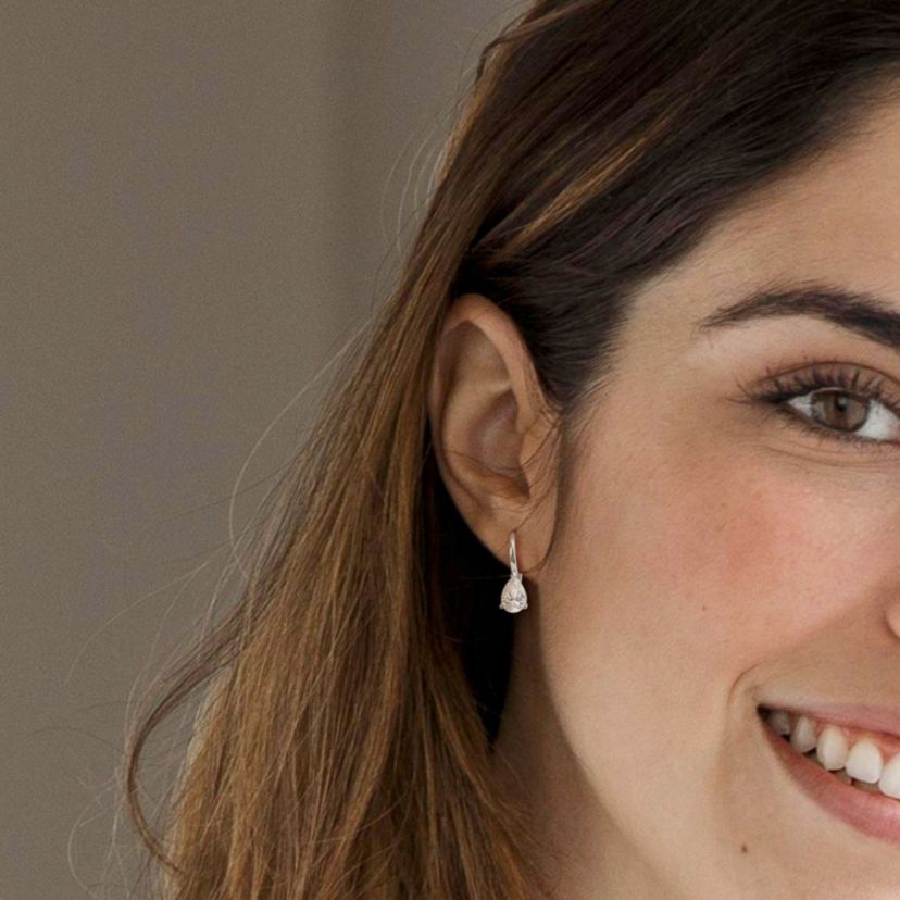 Lab Created Created White Moissanite Teardrop Earrings in Sterling Silver