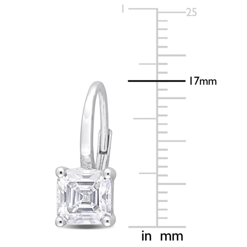 Lab Created Created White Moissanite LeverBack Earrings in Sterling Silver