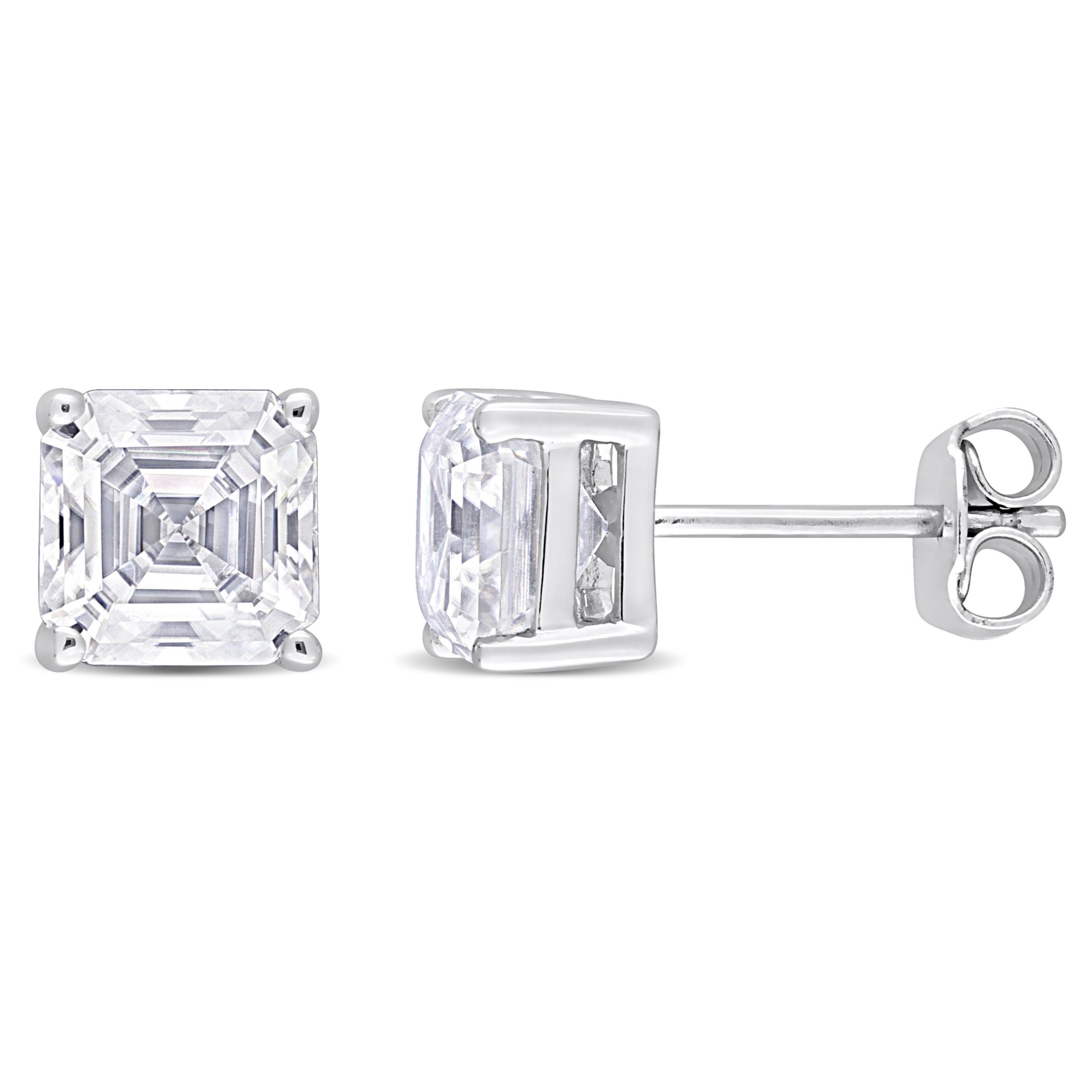 Lab Created Created White Moissanite Stud Post Earrings in Sterling Silver