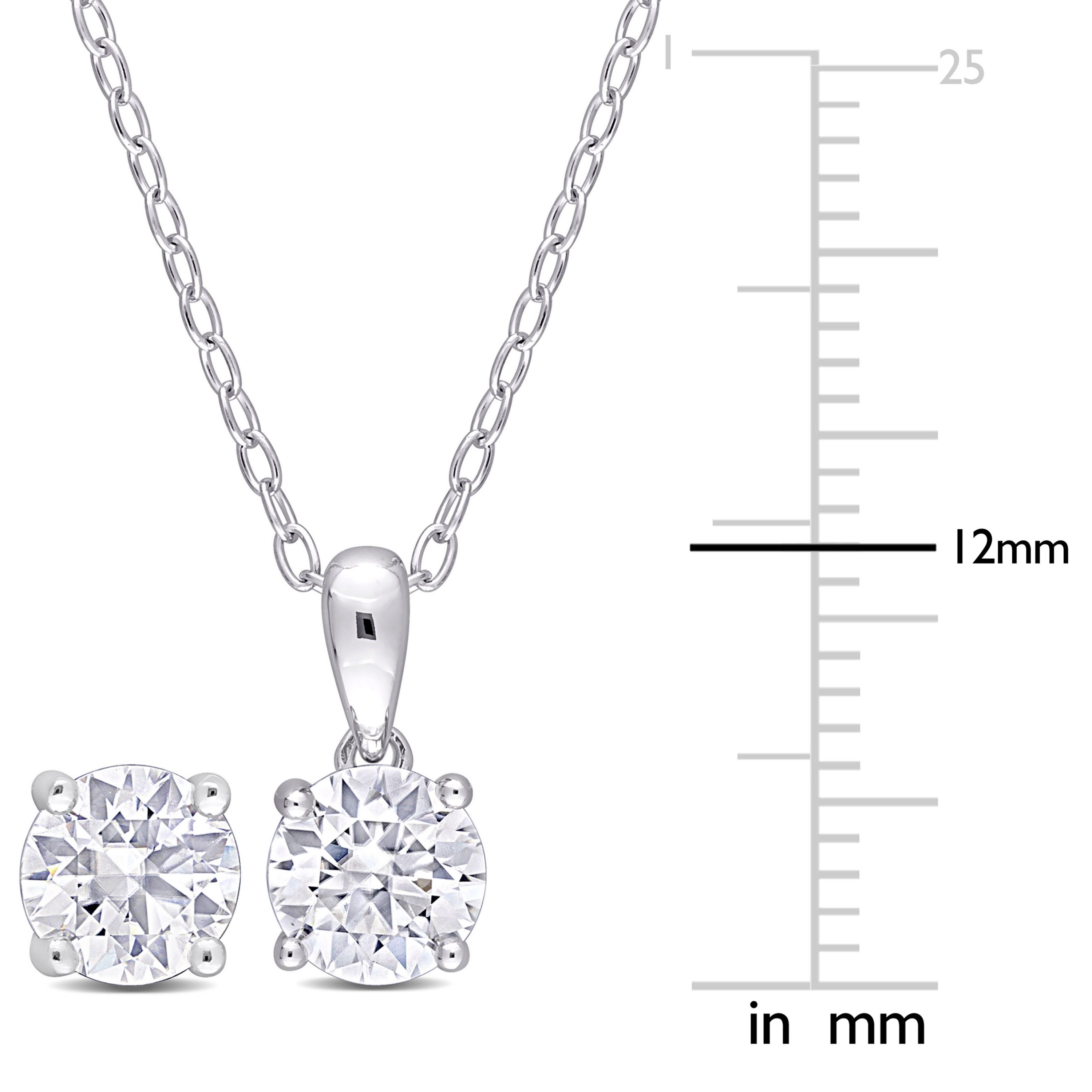 Lab Created 2 Piece Set of Created White Moissanite Stud Earrings & Pendant with Chain in Sterling Silver