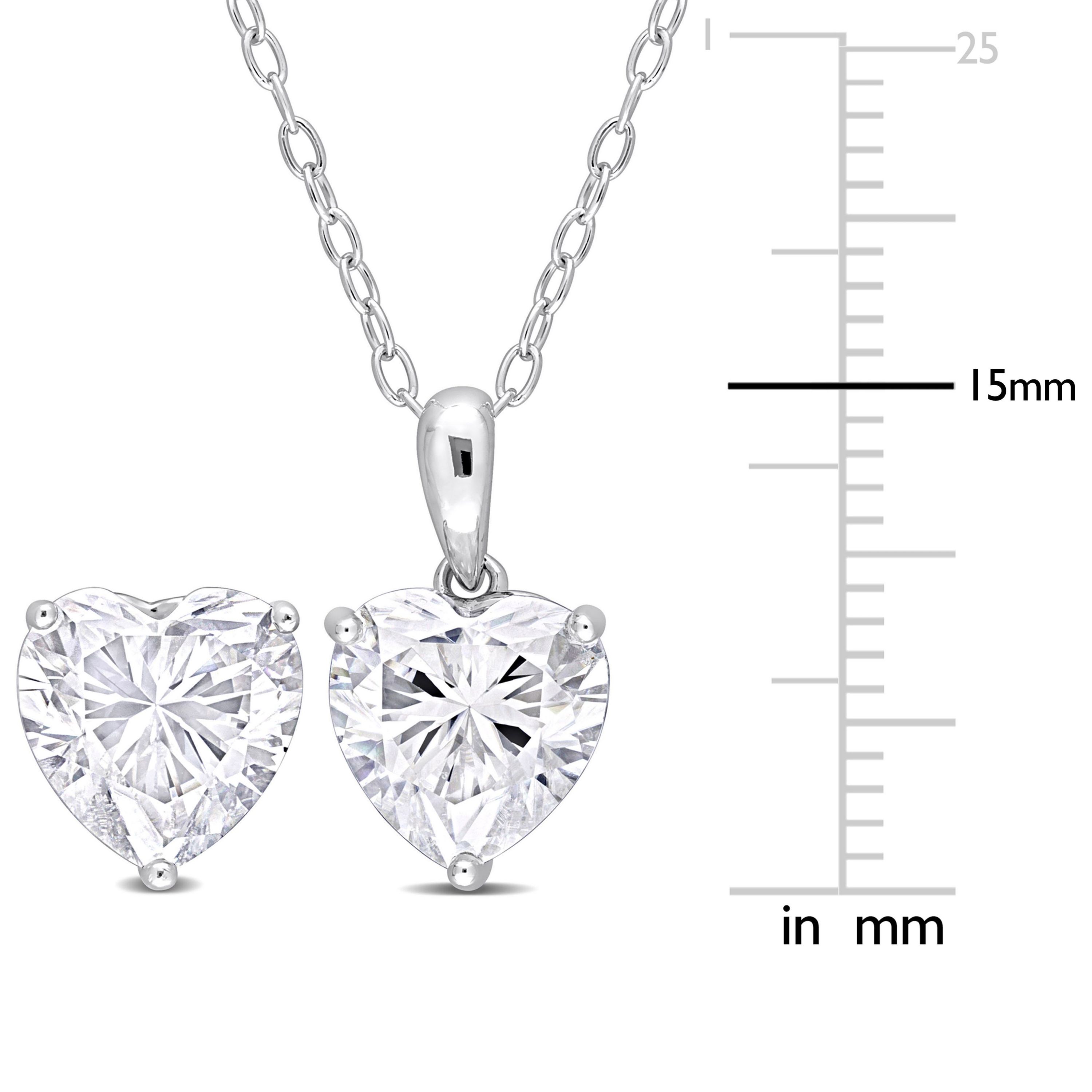 Lab Created 2 Piece Set of Created White Moissanite Solitaire Stud Earrings & Pendant with Chain in Sterling Silver