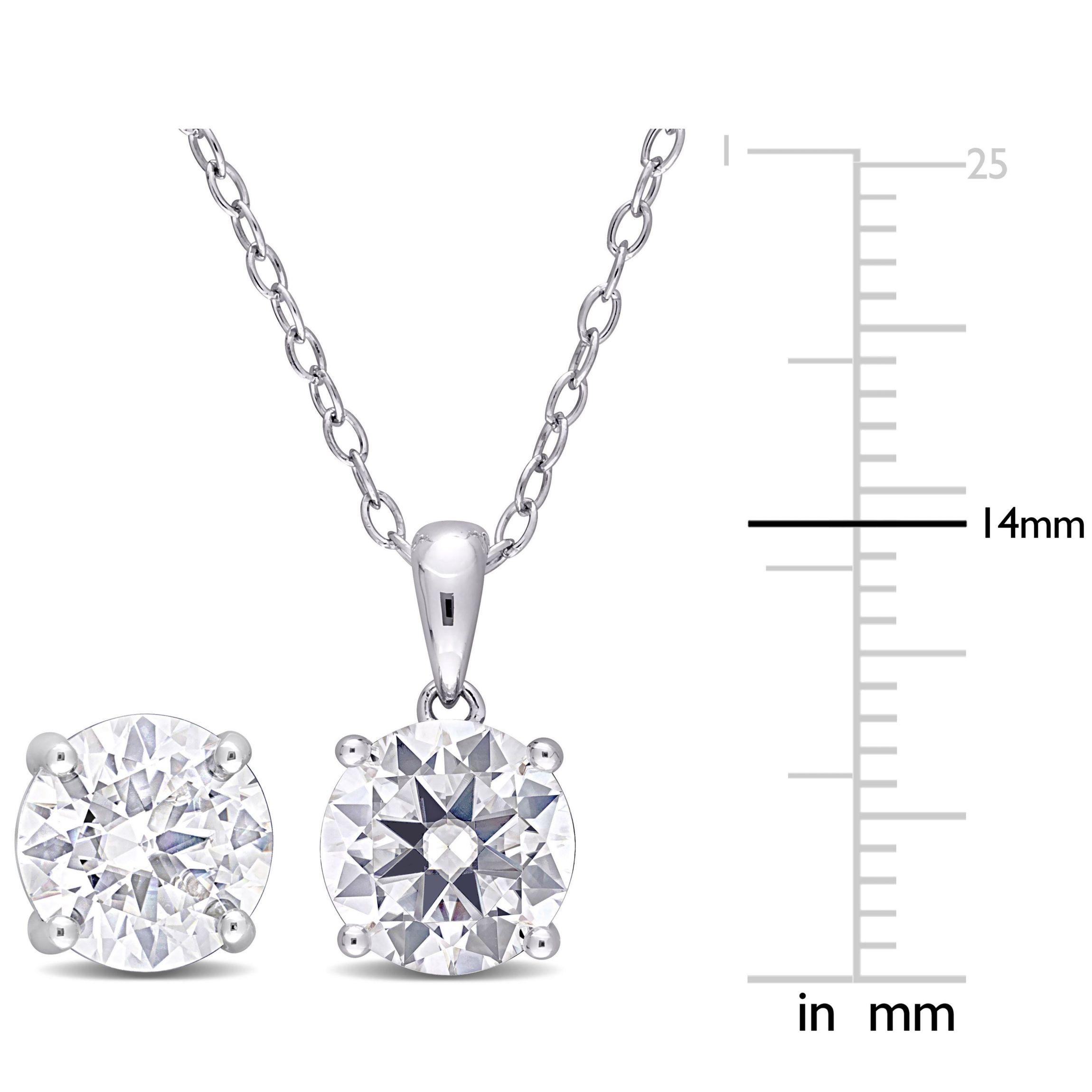 Lab Created 2 Piece Set of Created White Moissanite Stud Earrings & Pendant with Chain in Sterling Silver