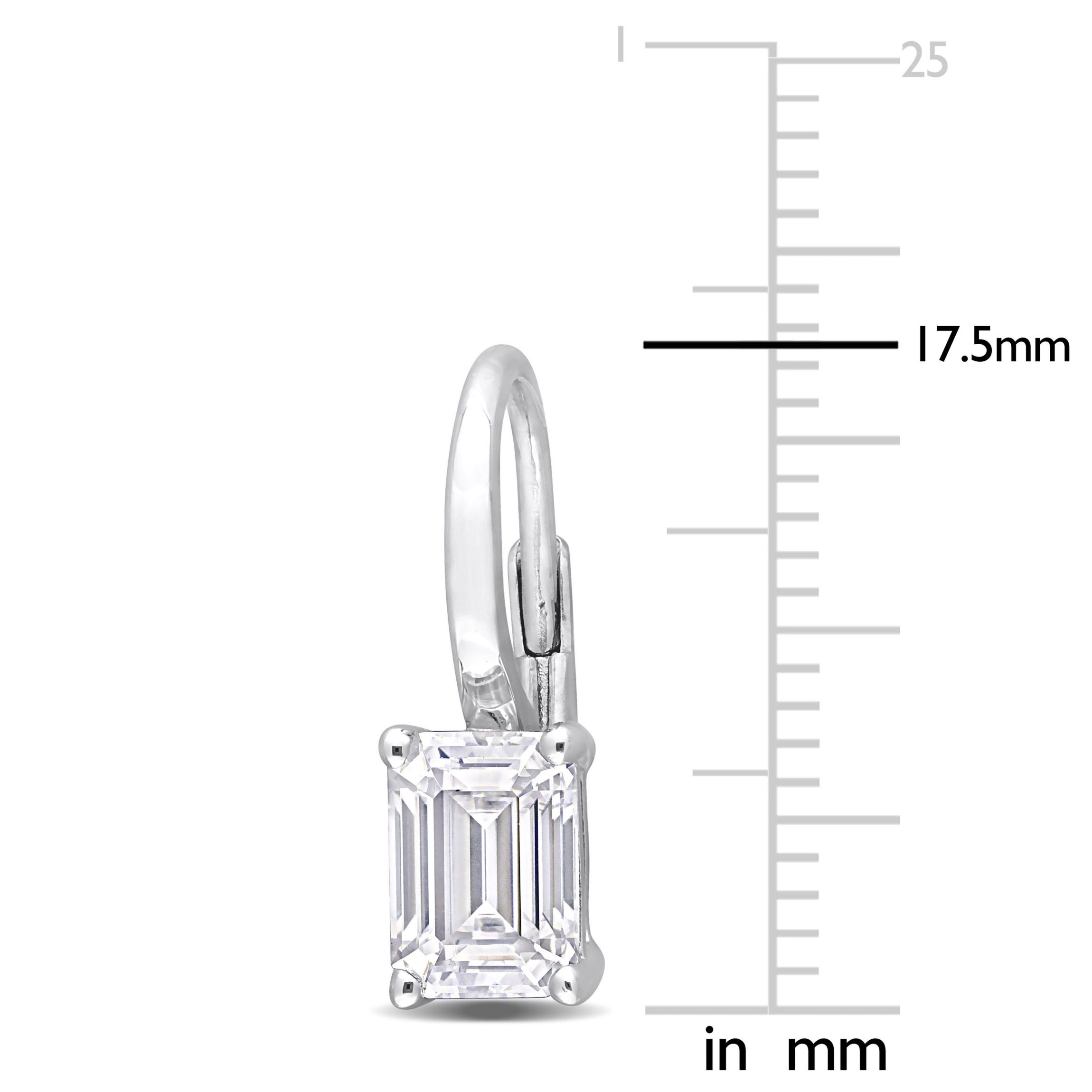 Lab Created Created White Moissanite LeverBack Earrings in Sterling Silver