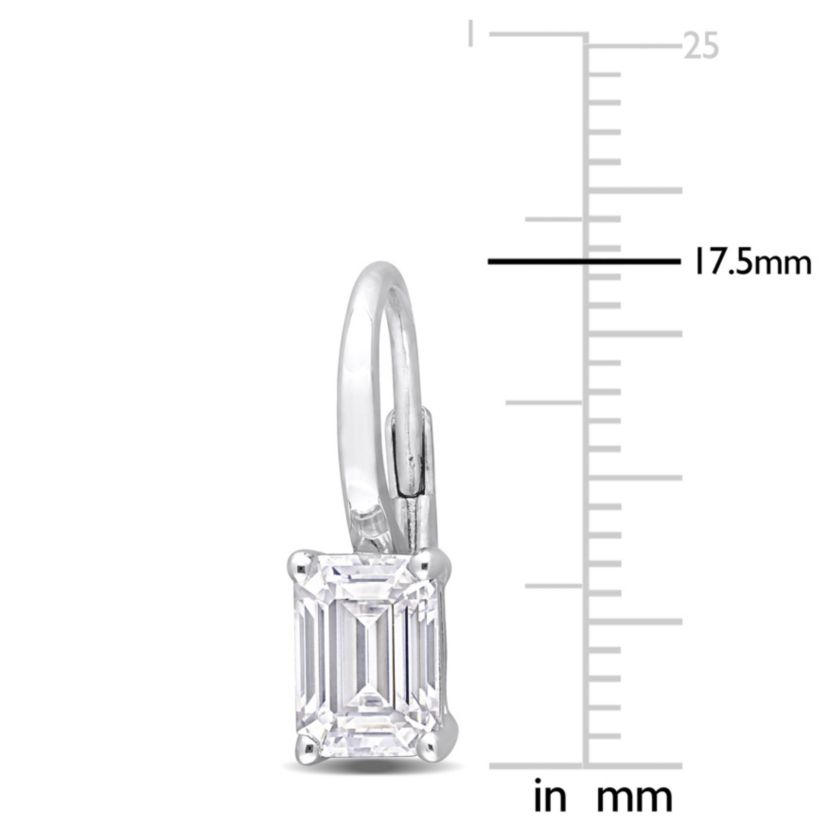 Lab Created Created White Moissanite LeverBack Earrings in Sterling Silver