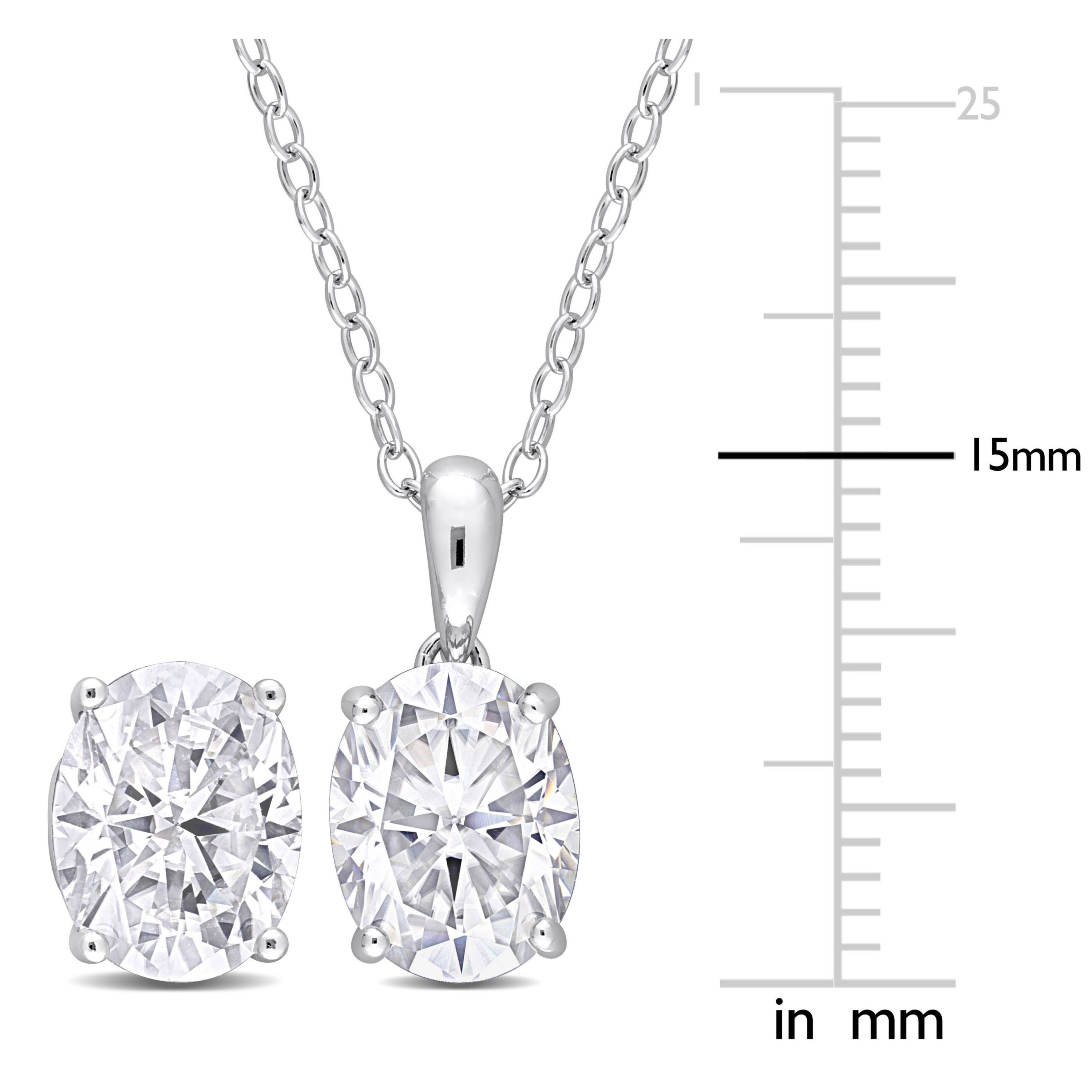 Lab Created 2 Piece Set of Created White Moissanite Stud Earrings & Pendant with Chain in Sterling Silver