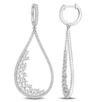 Belk & Co Lab Created White Moissanite Teardrop Hoop Earrings in Sterling Silver, Yellow