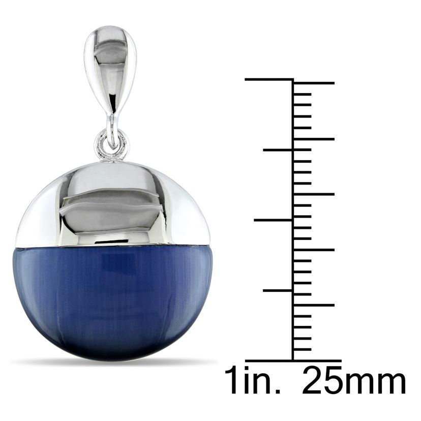 Simulated Blue Cat Eye Dangle Earrings in Sterling Silver