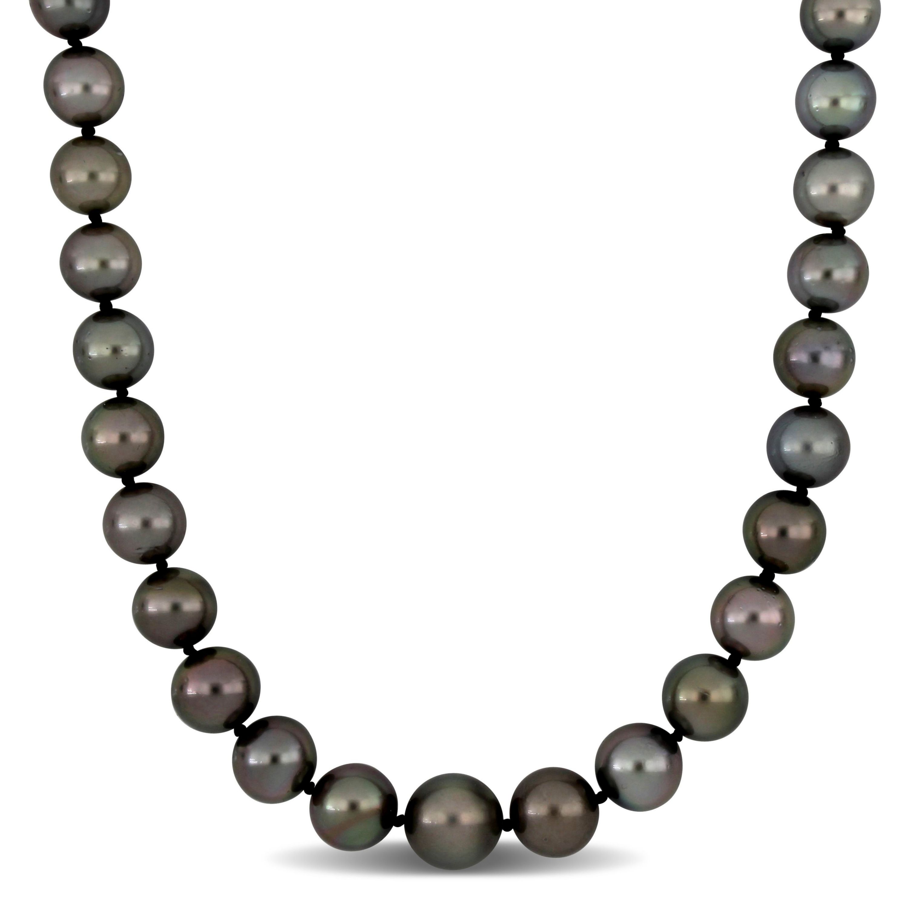 Tahitian Cultured Pearl and 1/10 ct. t.w. Diamond Necklace in 14K White Gold