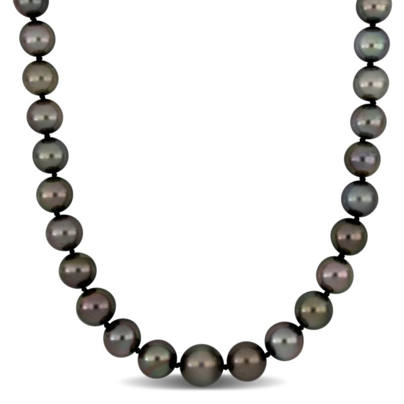Tahitian Cultured Pearl and 1/10 ct. t.w. Diamond Necklace in 14K White Gold