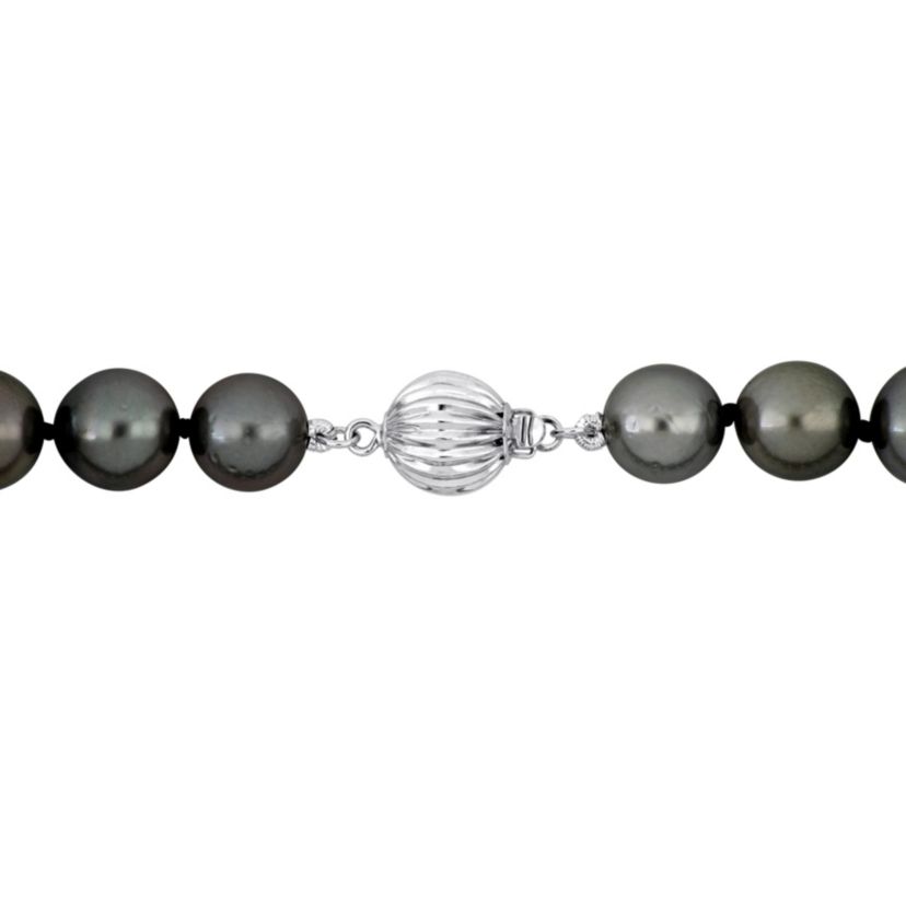 Tahitian Cultured Pearl and 1/10 ct. t.w. Diamond Necklace in 14K White Gold