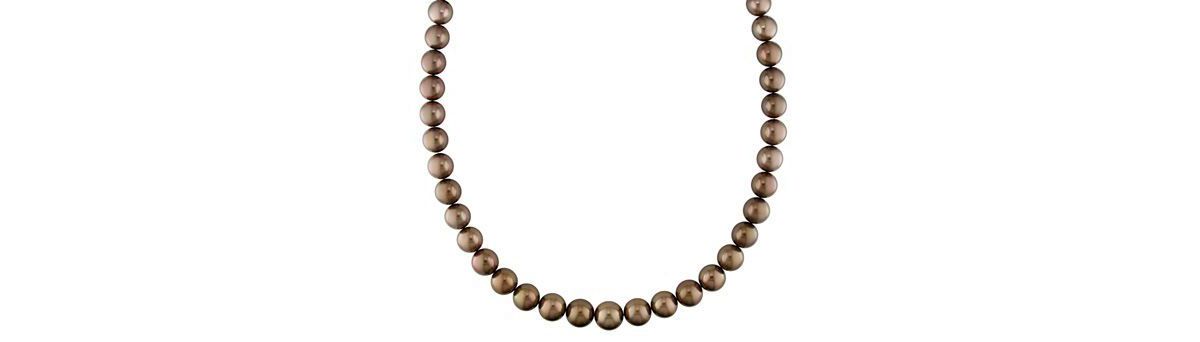 Brown Tahitian Cultured Pearl Necklace with 14K Yellow Gold Clasp