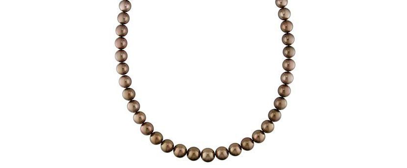 Brown Tahitian Cultured Pearl Necklace with 14K Yellow Gold Clasp