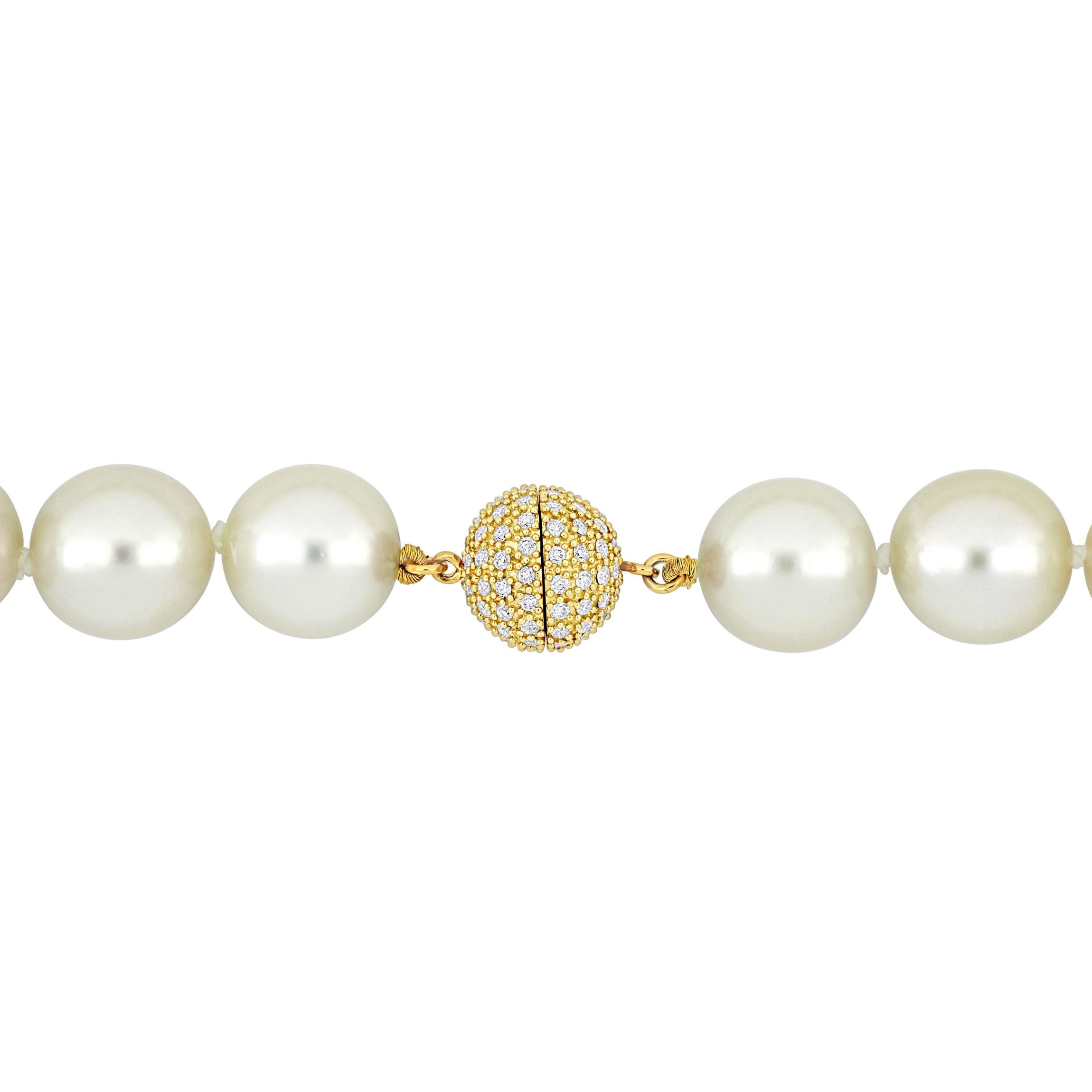 South Sea Pearl and 1 ct. t.w. Diamond Necklace with 14K Yellow Gold Clasp