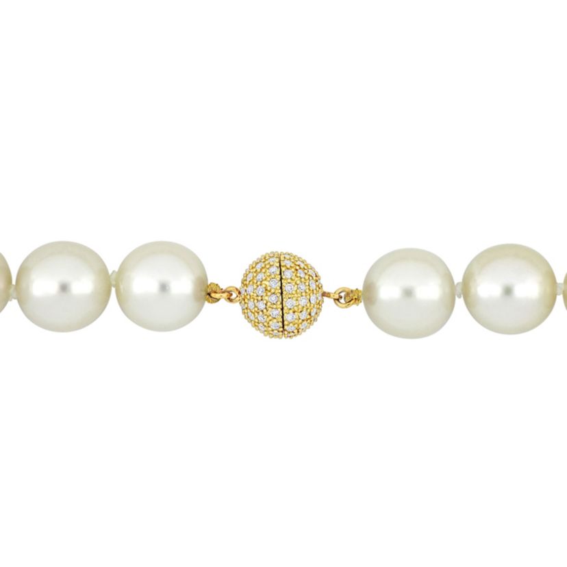 South Sea Pearl and 1 ct. t.w. Diamond Necklace with 14K Yellow Gold Clasp