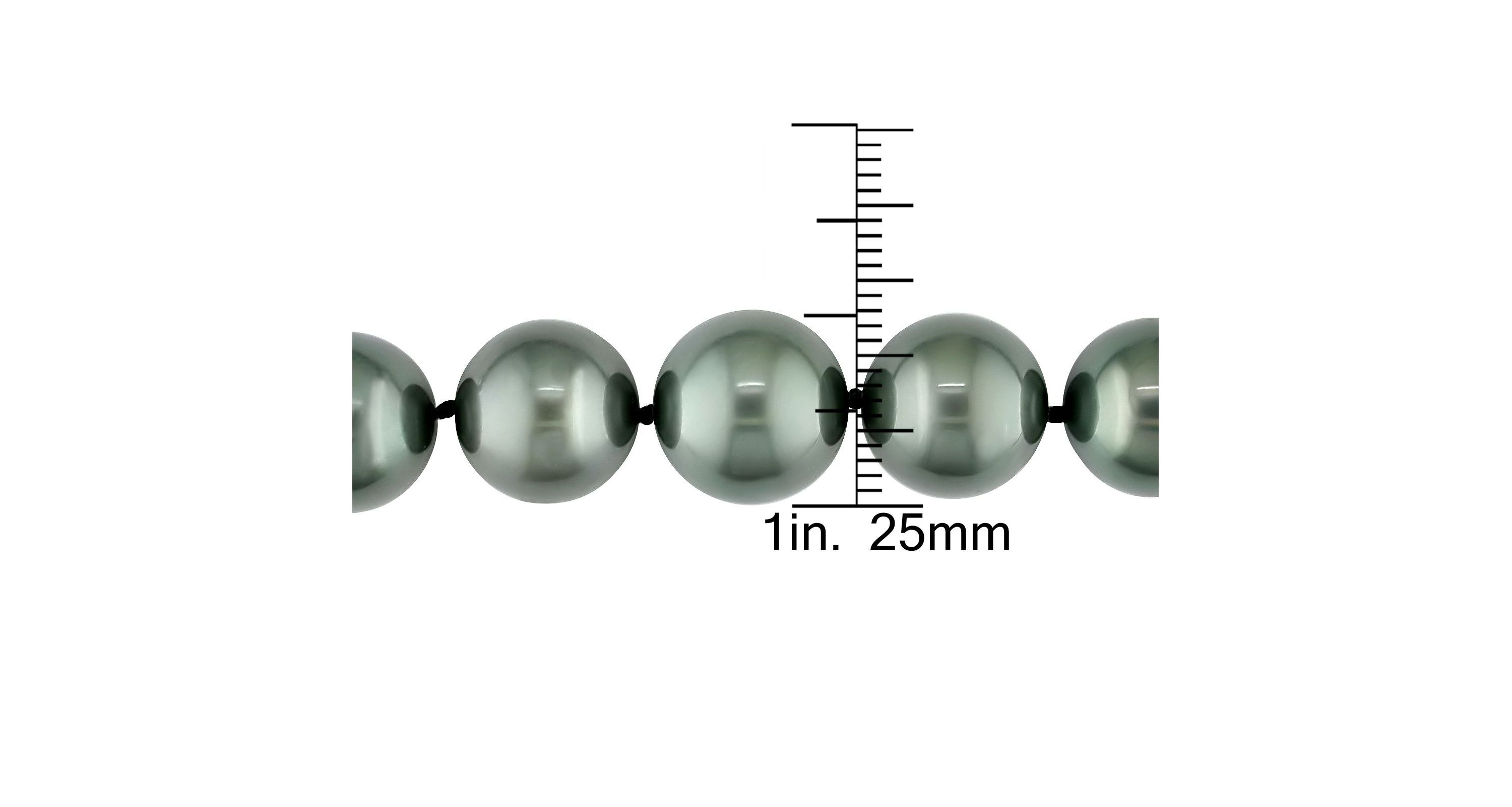 Black Tahitian Cultured Pearl and Diamond Ball Clasp Necklace with 14K White Gold Clasp