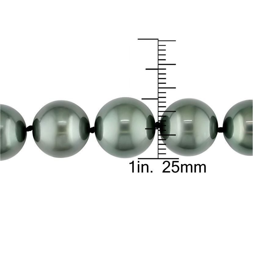 Black Tahitian Cultured Pearl and Diamond Ball Clasp Necklace with 14K White Gold Clasp