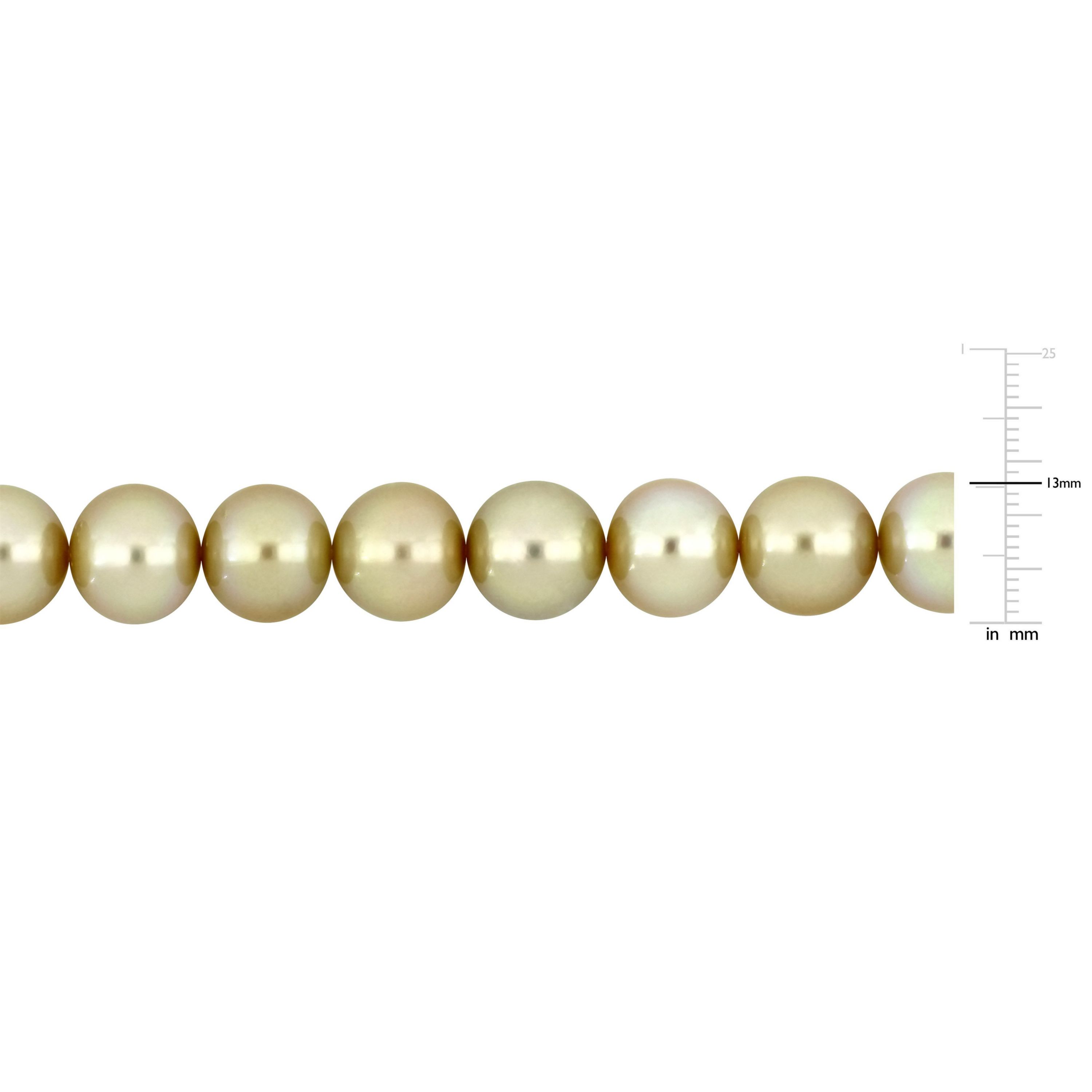Golden South Sea Cultured Pearl and Diamond Accent Necklace with 14K Yellow Gold Clasp