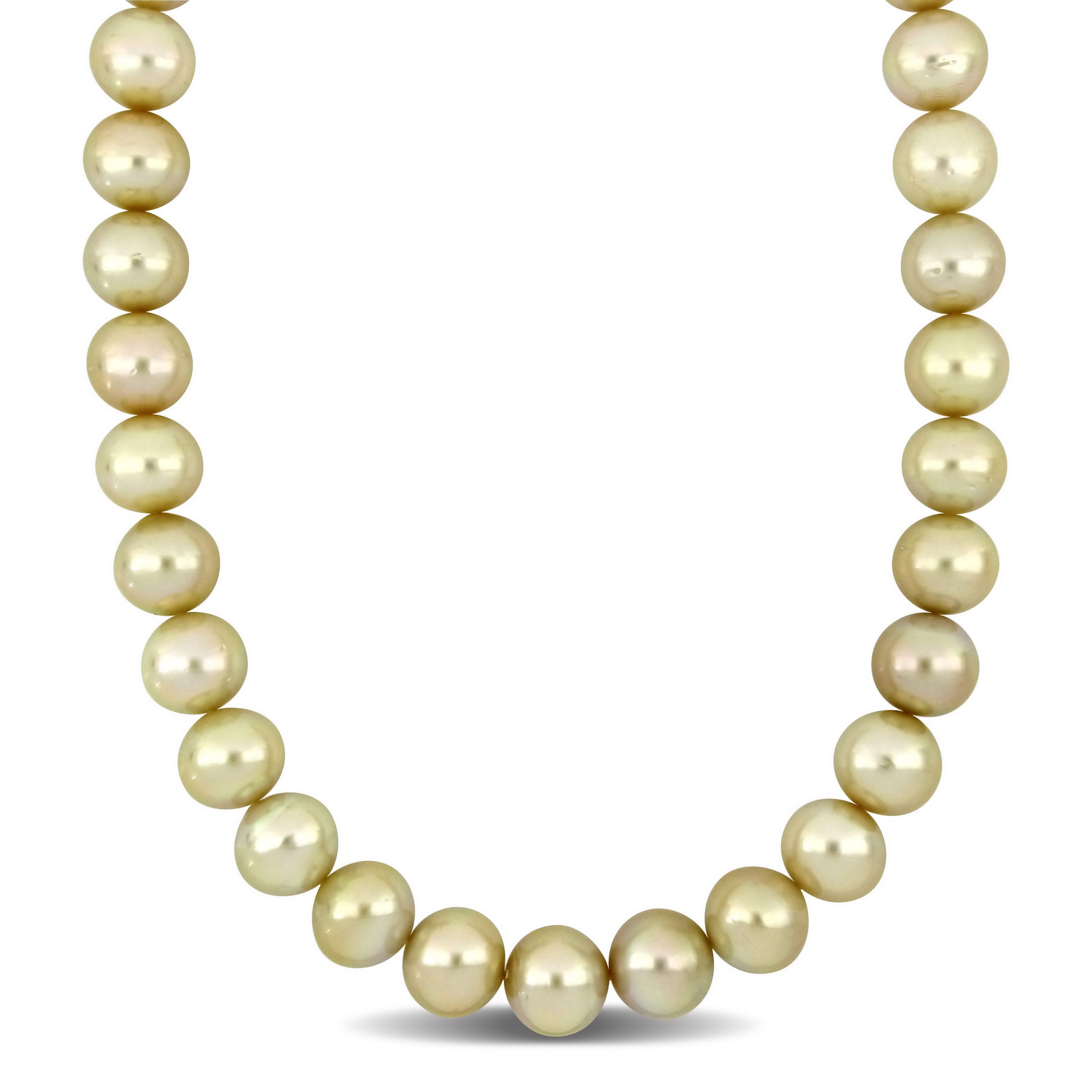Golden South Sea Cultured Pearl and Diamond Accent Necklace with 14K Yellow Gold Clasp
