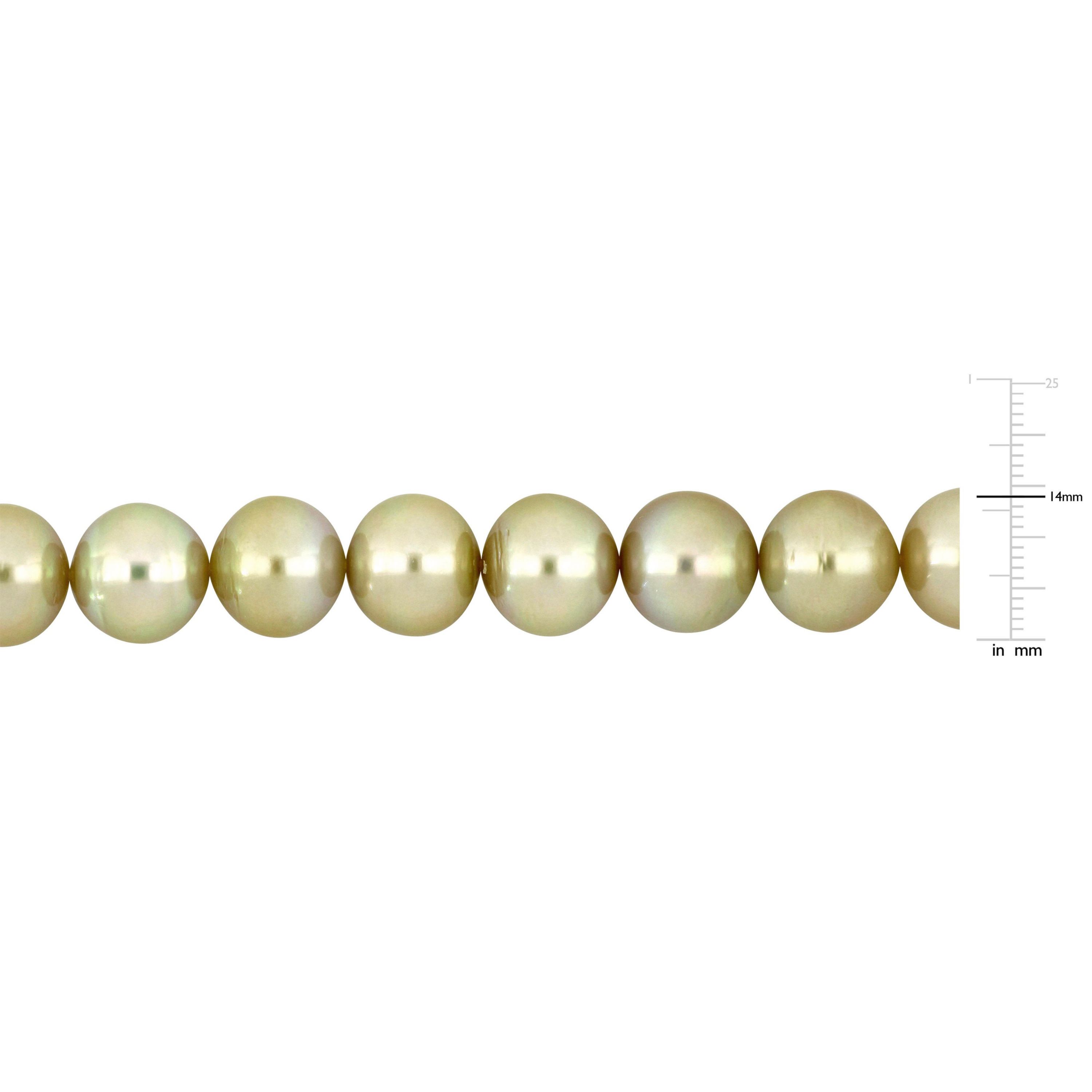 Golden South Sea Cultured Pearl and Diamond Accent Necklace with 14K Yellow Gold Clasp