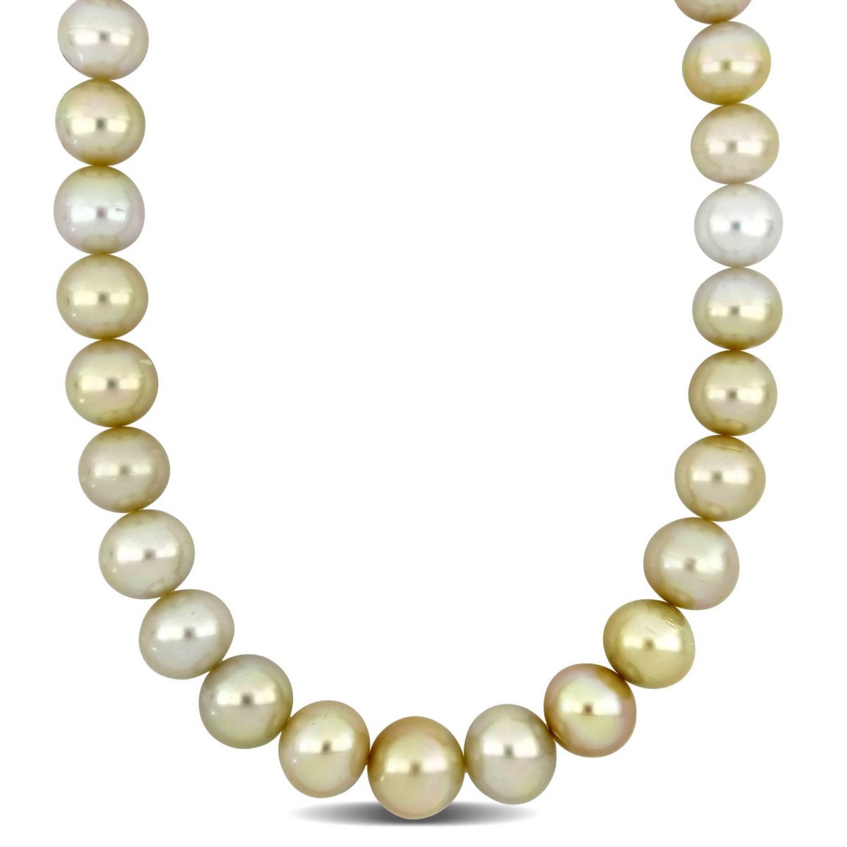 Golden South Sea Cultured Pearl and Diamond Accent Necklace with 14K Yellow Gold Clasp