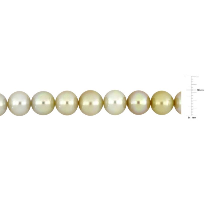 Golden South Sea Cultured Pearl and Diamond Accent Necklace with 14K Yellow Gold Clasp