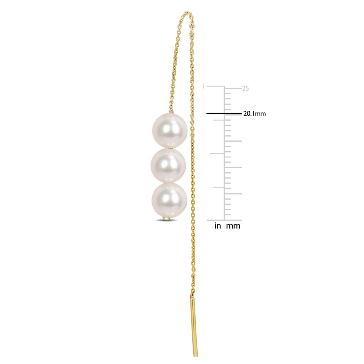 Freshwater Cultured Pearl Charm Earrings with chain in 10K Yellow Gold