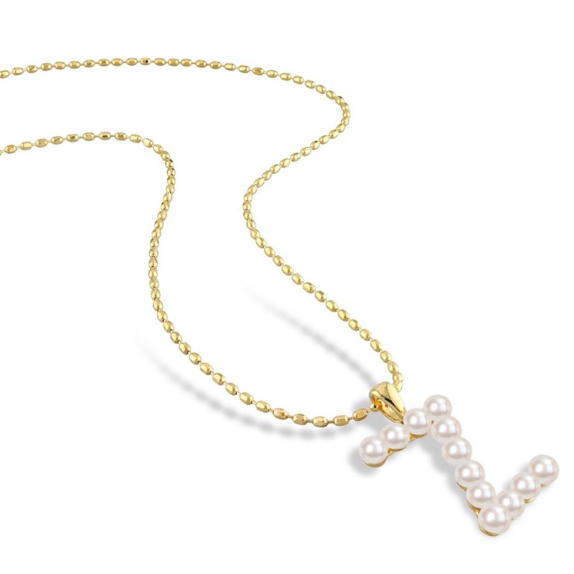 Freshwater Cultured Pearl Fashion "Z" Pendant with Chain in Yellow Plated Sterling Silver