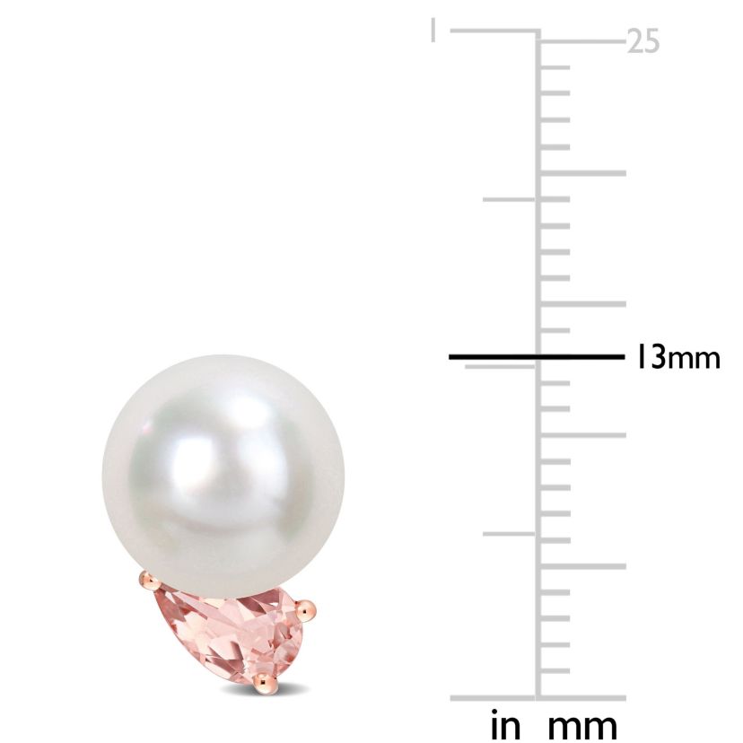 South Sea Cultured Pearl and Morganite Earrings in 14K Rose Gold