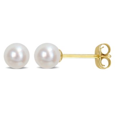 Belk & Co Freshwater Cultured Pearl Earrings in 14K Yellow Gold