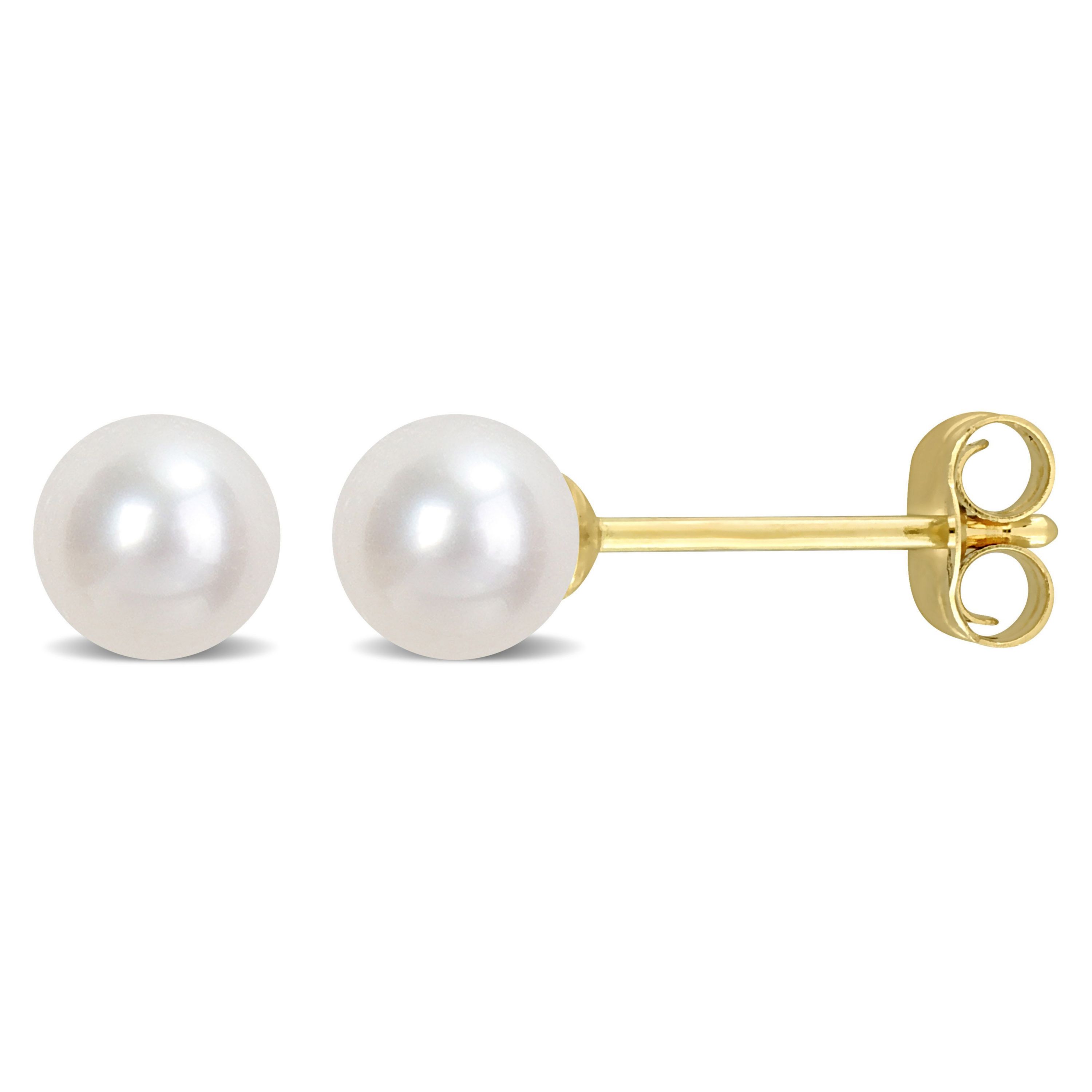 Freshwater Cultured Pearl Earrings in 14K Yellow Gold