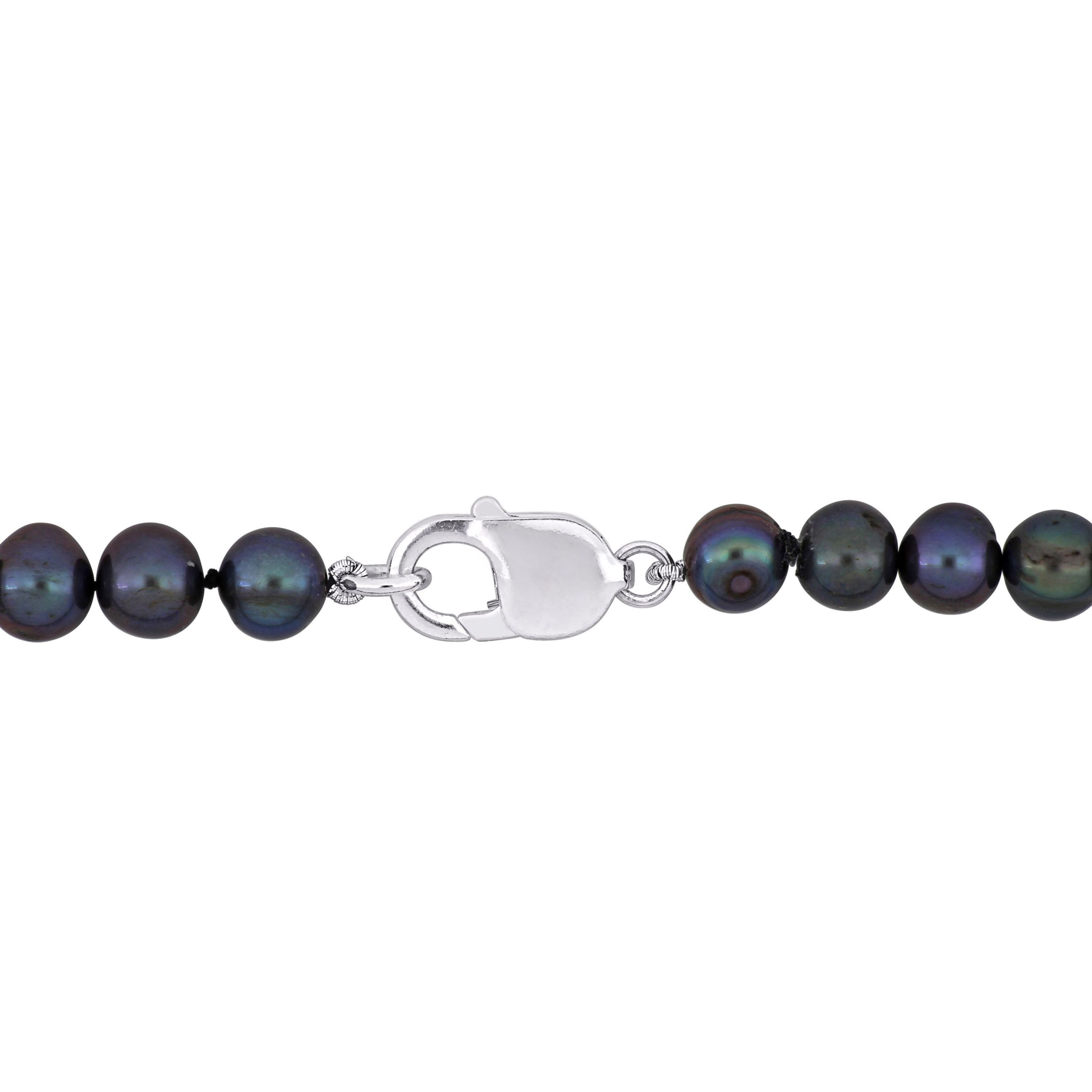 Freshwater Cultured Black Pearl Bracelet in Sterling Silver