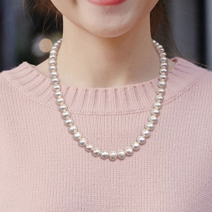 Freshwater Cultured Pearl Necklace with Sterling Silver Clasp