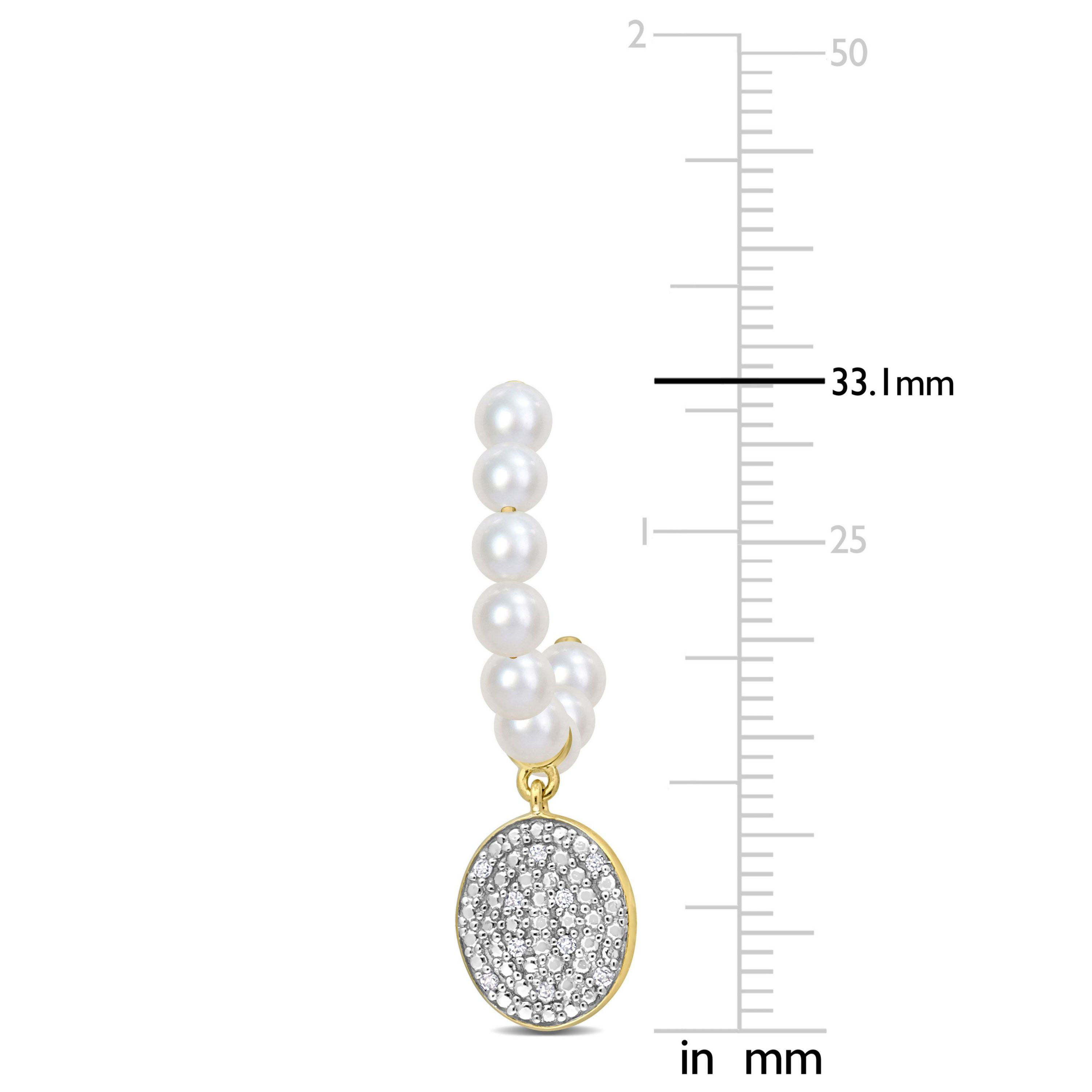 Freshwater Cultured Pearl and 1/10 ct. t.w. Diamond Post Earrings in 10K Yellow Gold