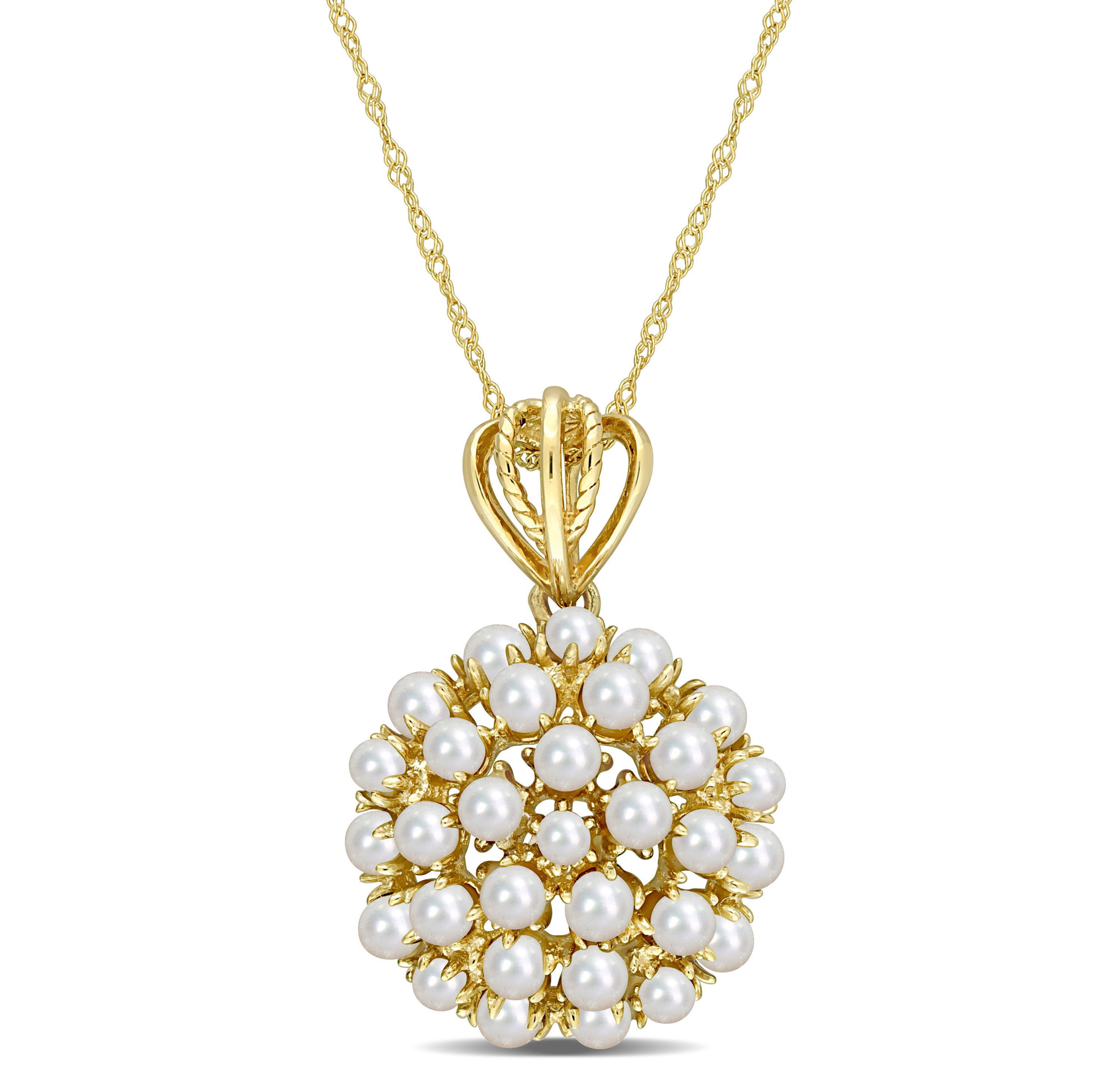 Freshwater Cultured Pearl Pendant with Chain in 10K Yellow Gold