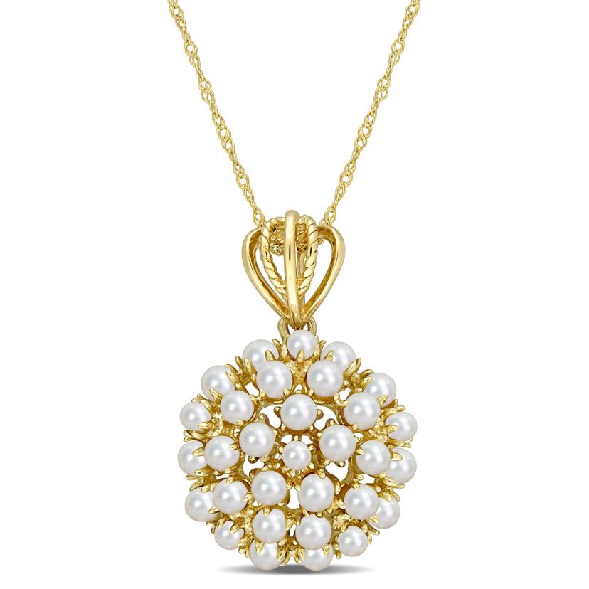 Freshwater Cultured Pearl Pendant with Chain in 10K Yellow Gold