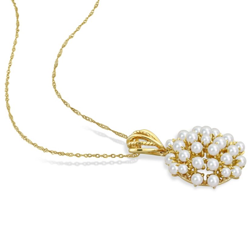 Freshwater Cultured Pearl Pendant with Chain in 10K Yellow Gold