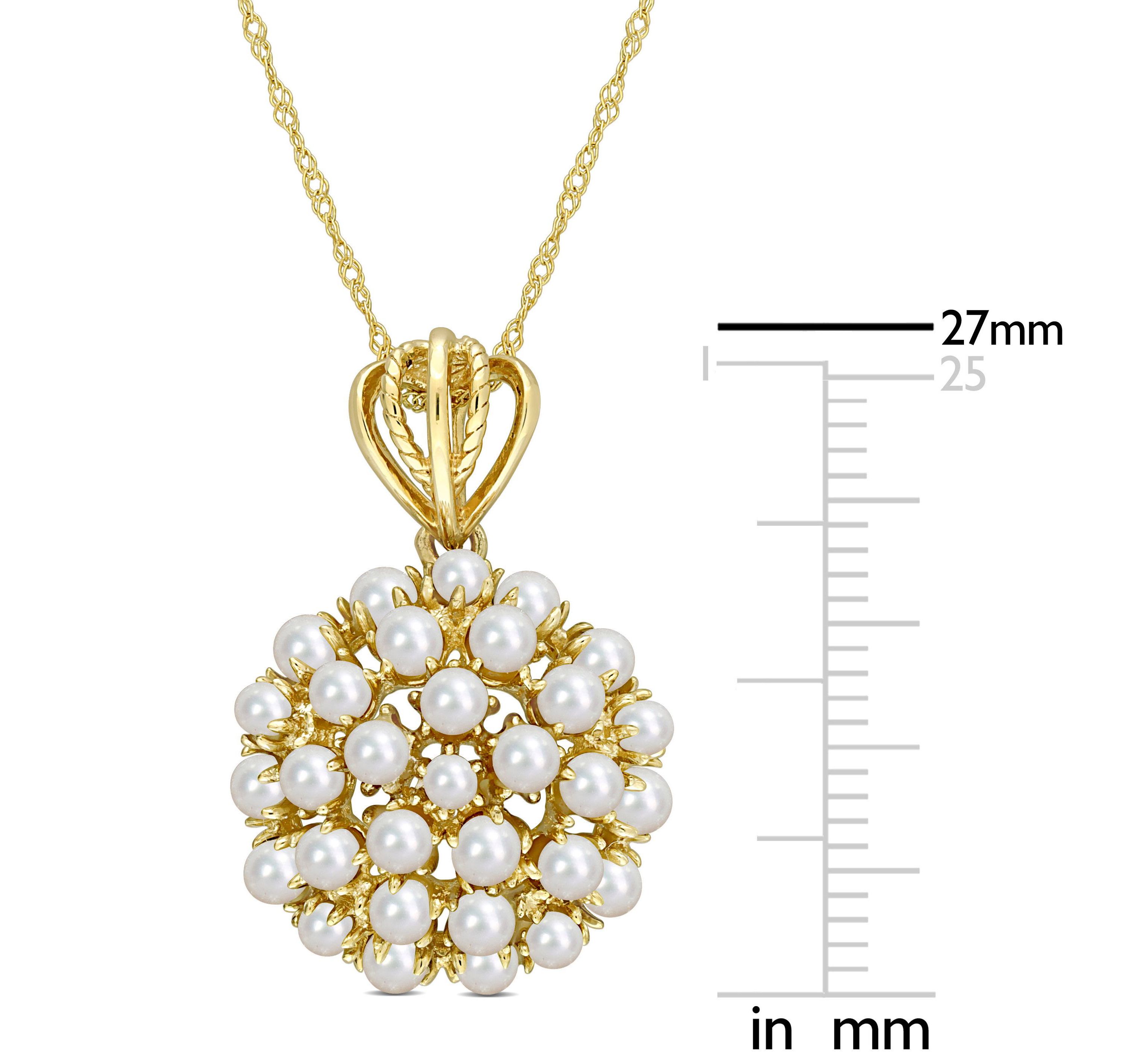 Freshwater Cultured Pearl Pendant with Chain in 10K Yellow Gold