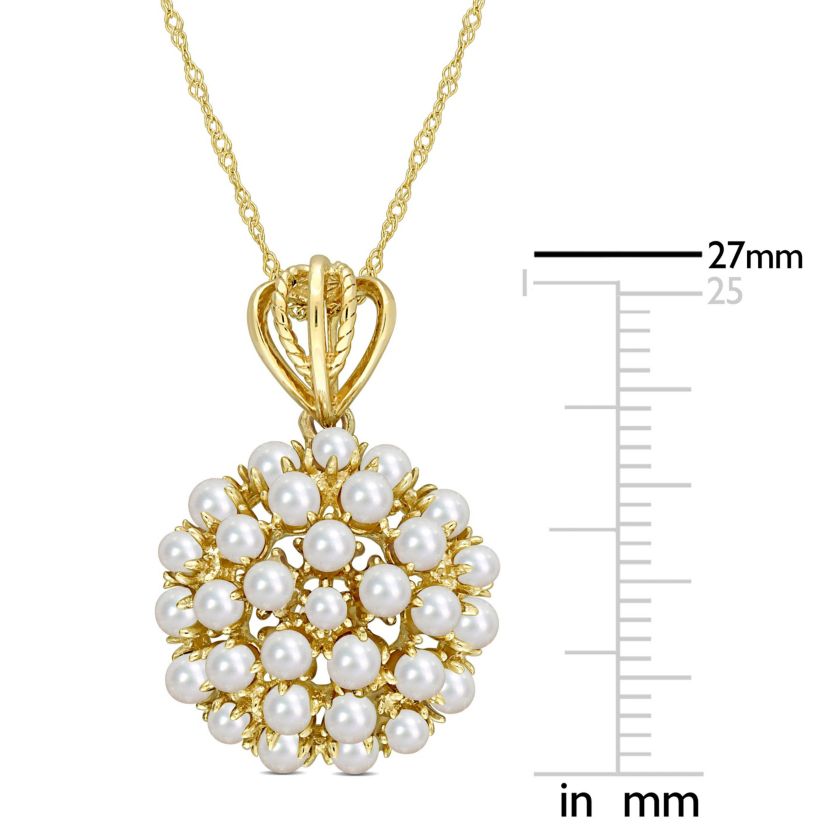 Freshwater Cultured Pearl Pendant with Chain in 10K Yellow Gold