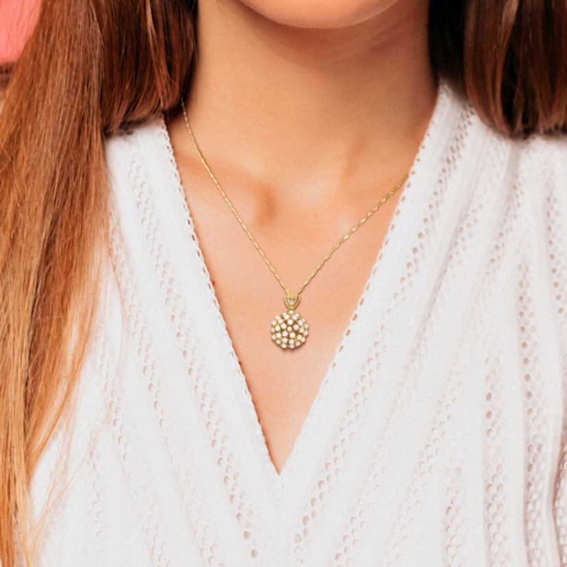 Freshwater Cultured Pearl Pendant with Chain in 10K Yellow Gold