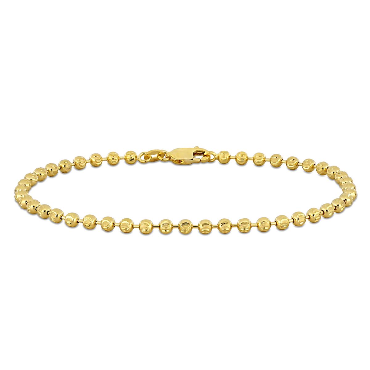 3MM Diamond Cut Ball Chain Anklet in 10K Yellow Gold